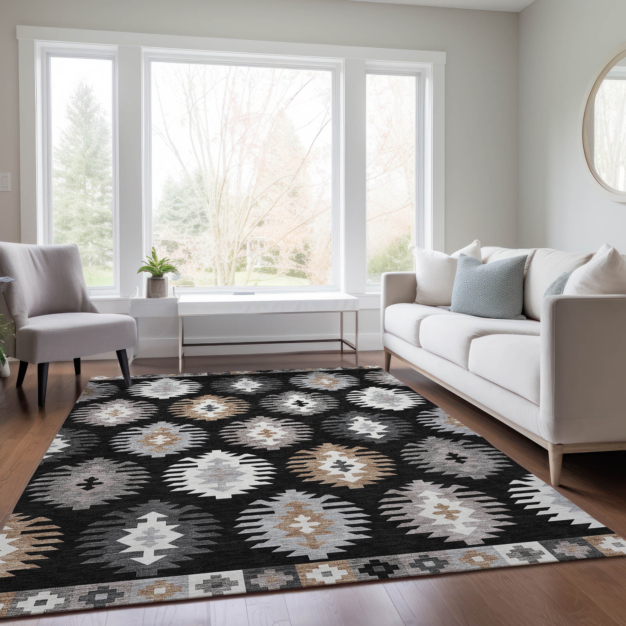 Addison Rugs ACN983BK5X8 Chantille ACN983BK 5 x 7 (ft) Loomed Polyester Black Rectangular Indoor/Outdoor Machine washable Area rug