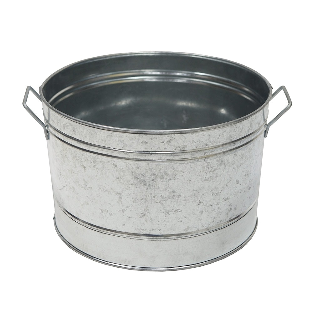 ACHLA Designs C-50 Round 10.25-in W Medium Clear Metal Indoor/Outdoor Planter with Drainage Holes
