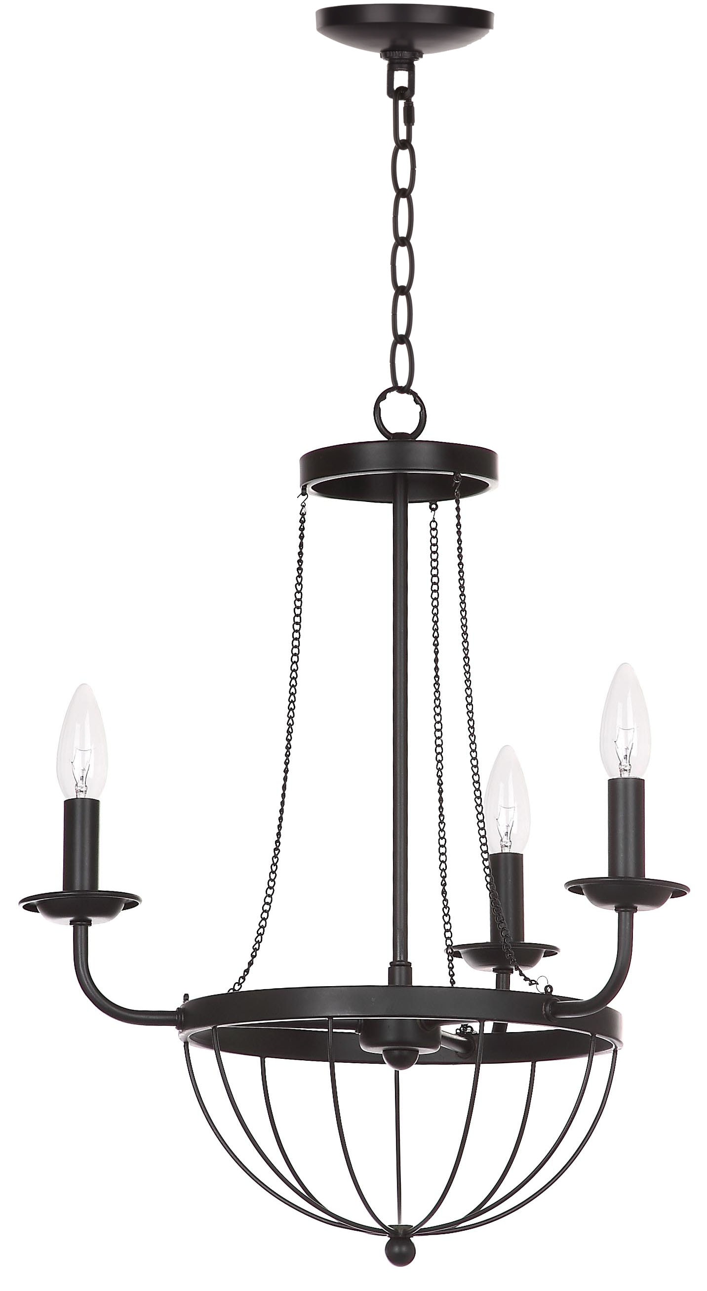 Safavieh LIT4383A Jacques 3 -Light Black Rustic For Use in Bedrooms, Dining Rooms, Foyers, Kitchens, Living Rooms Chandelier