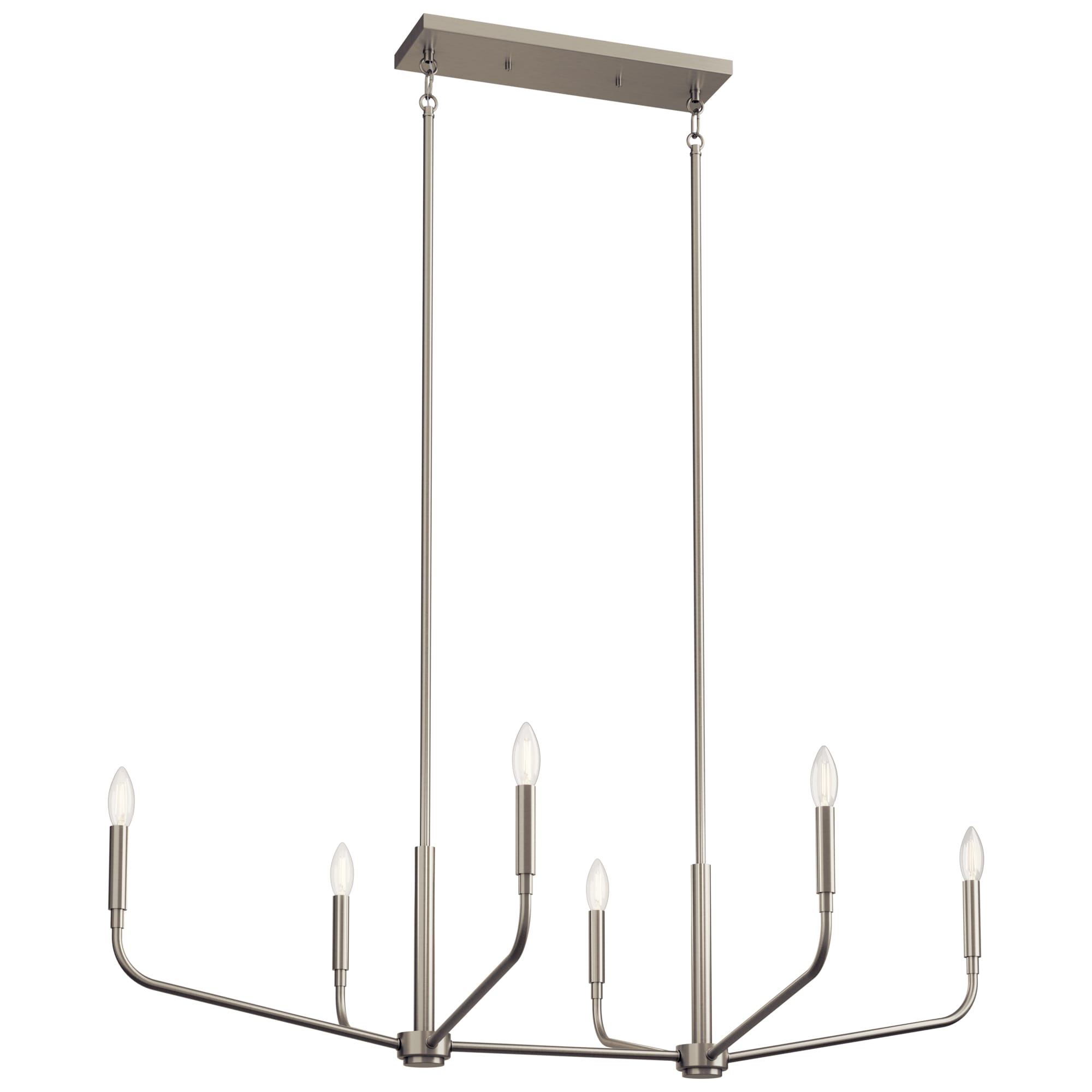 Kichler 52721NI Madden 6 -Light Nickel Modern/contemporary Bare bulb For Use in Bedrooms, Dining Rooms, Foyers, Kitchens, Living Rooms Chandelier