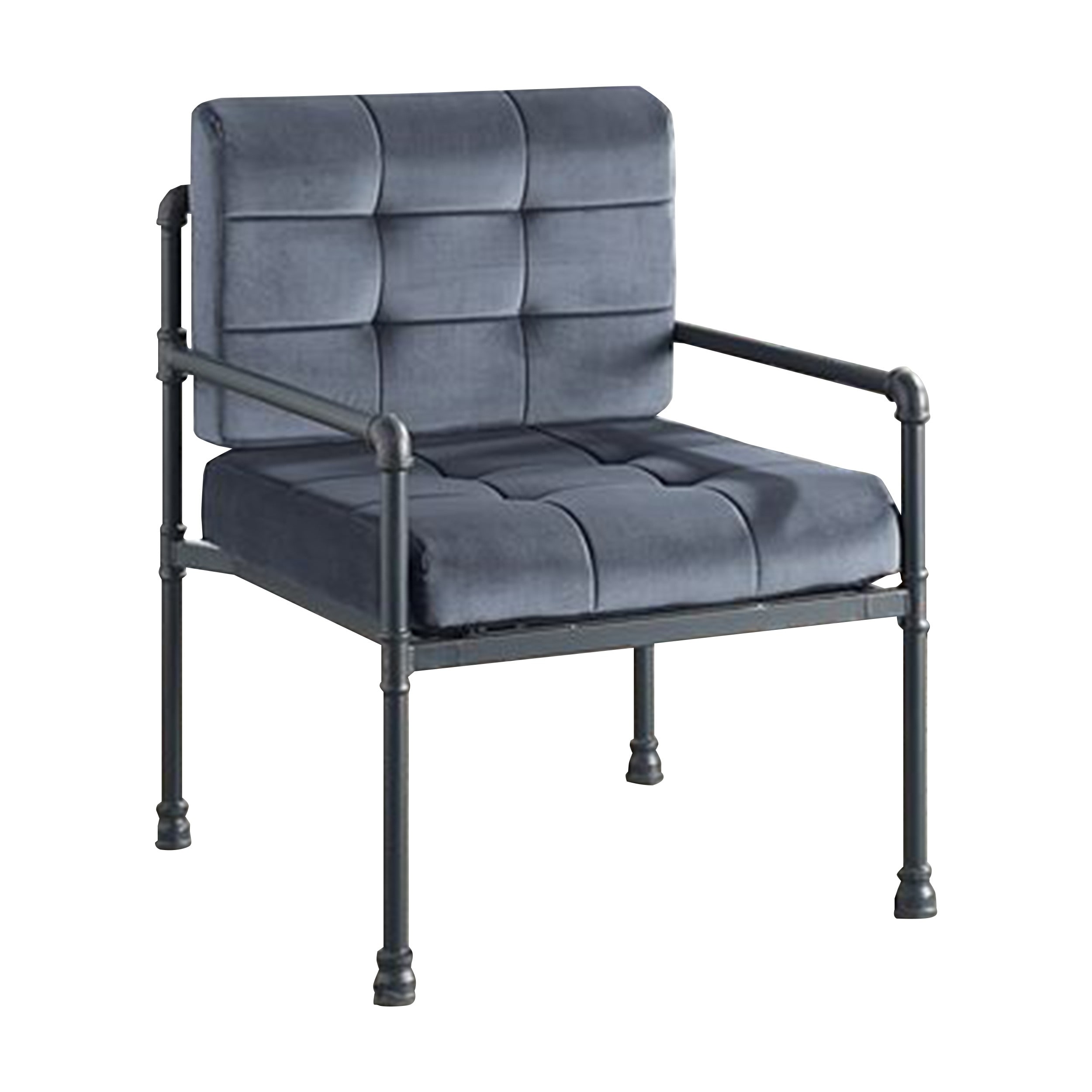 Gray Fabric Accent Chair with Metal Frame