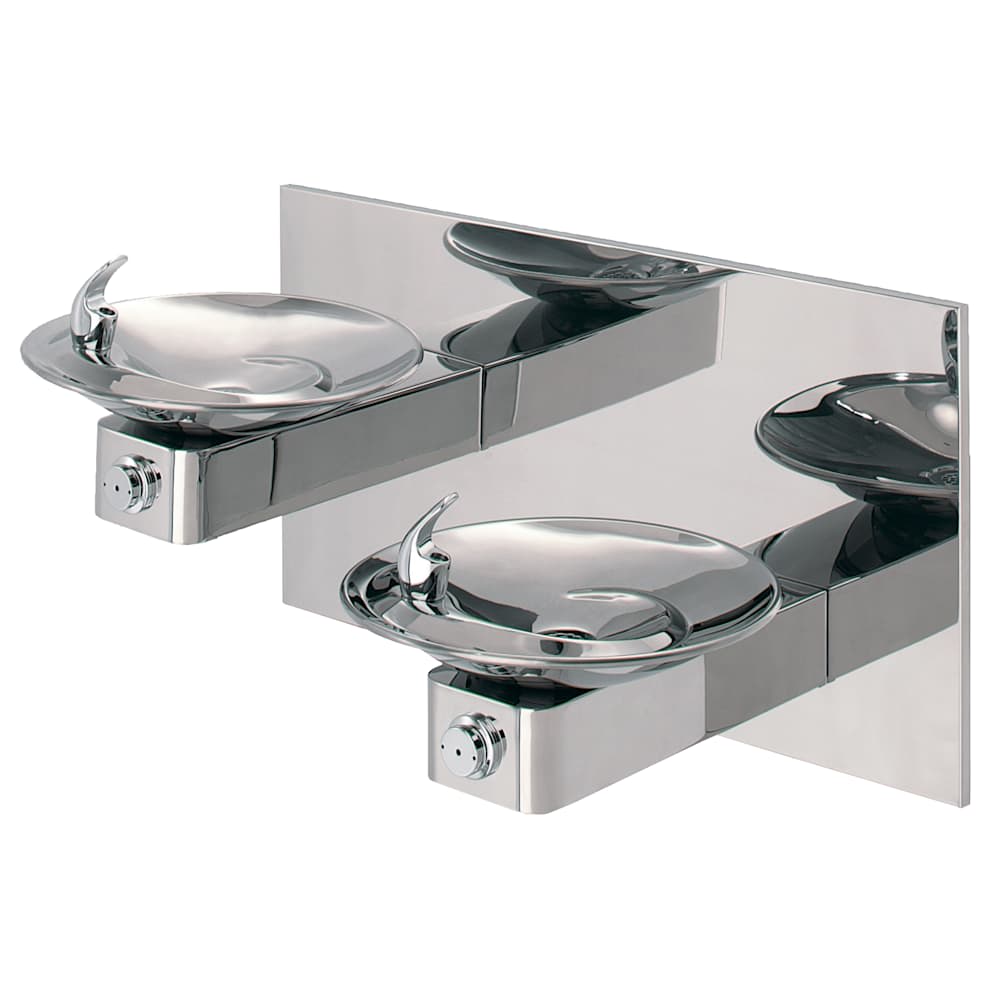 Haws 1011HPS  1011HPS Wall Mounted Polished Stainless Steel BiLevel Drinking Fountain with Sculpted Bowls