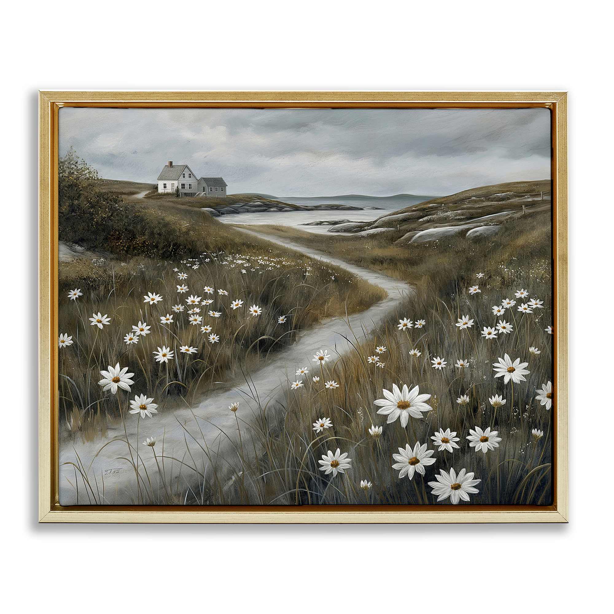 Stupell Industries BT-392-FFG-16X20 Serene Coastal Cottage Path Floating Frame design by Imagine It Images