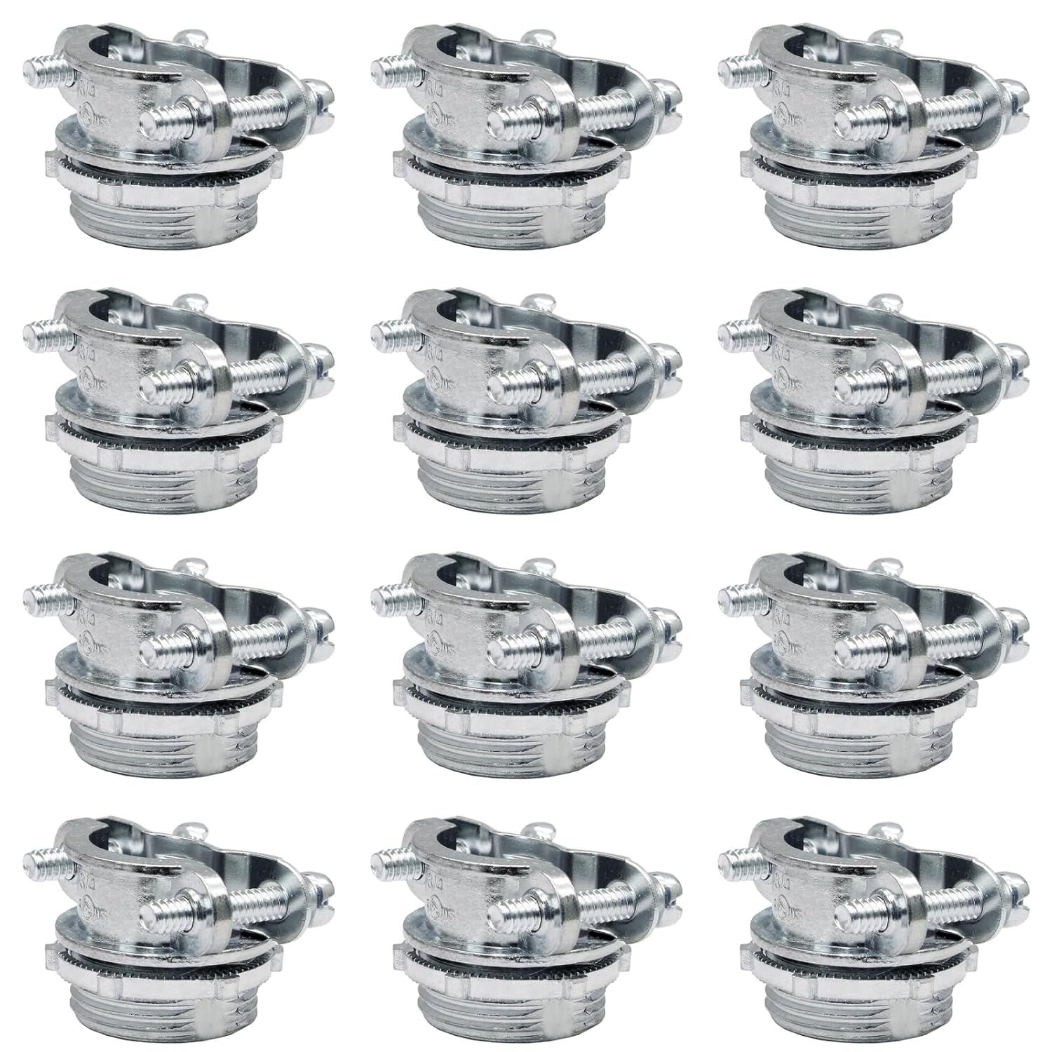 Etokfoks EFT1013D121 12 Piece 1 2 Inch Clamp Type Cable Connectors Zinc Alloy Fittings for Metallic Conduit Electrical Box Wires Protection
