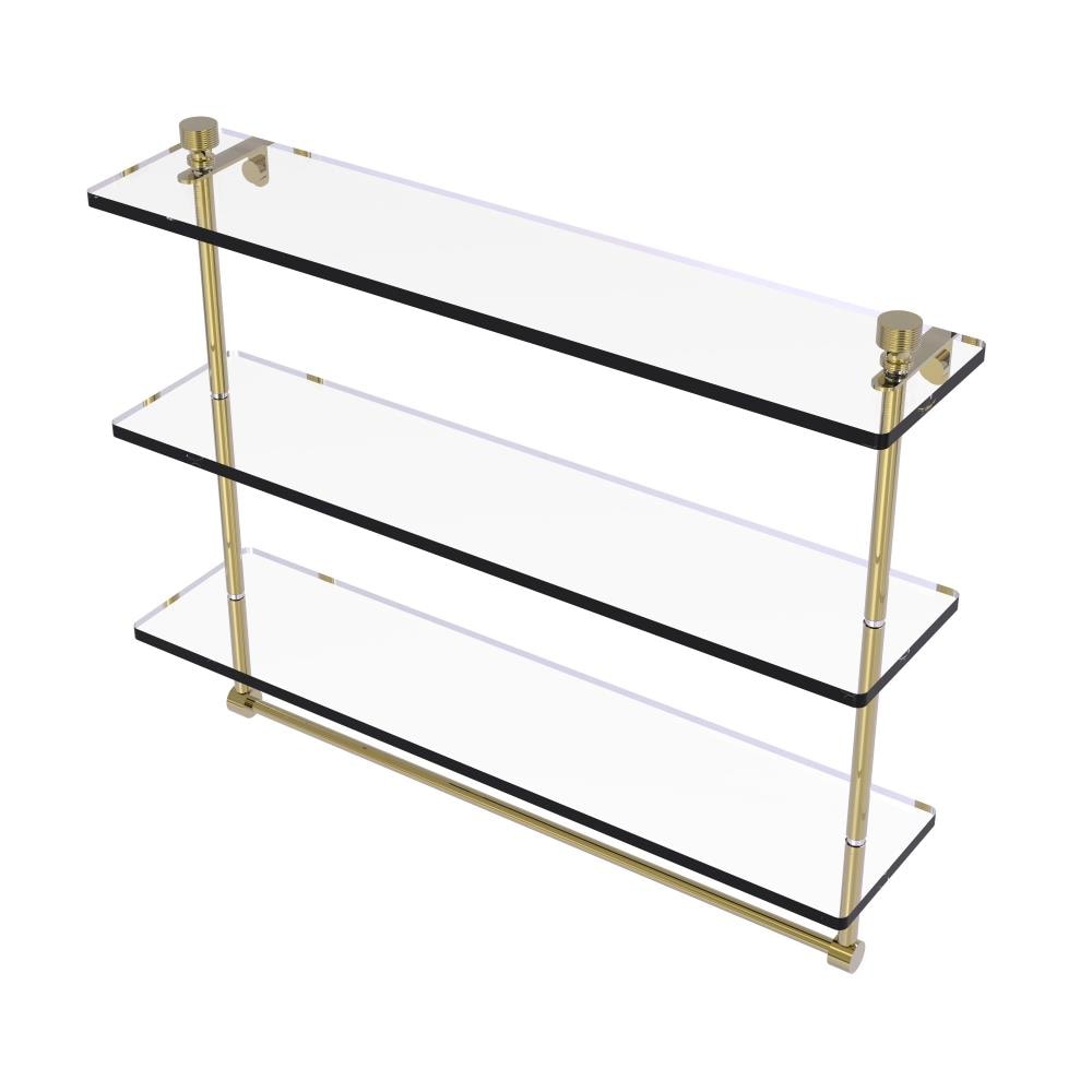 Allied Brass FT-5/22TB-UNL Foxtrot Unlacquered Brass 3 -Tier Wall mount Bathroom Shelf ( 22-in x 18-in x 5-in )
