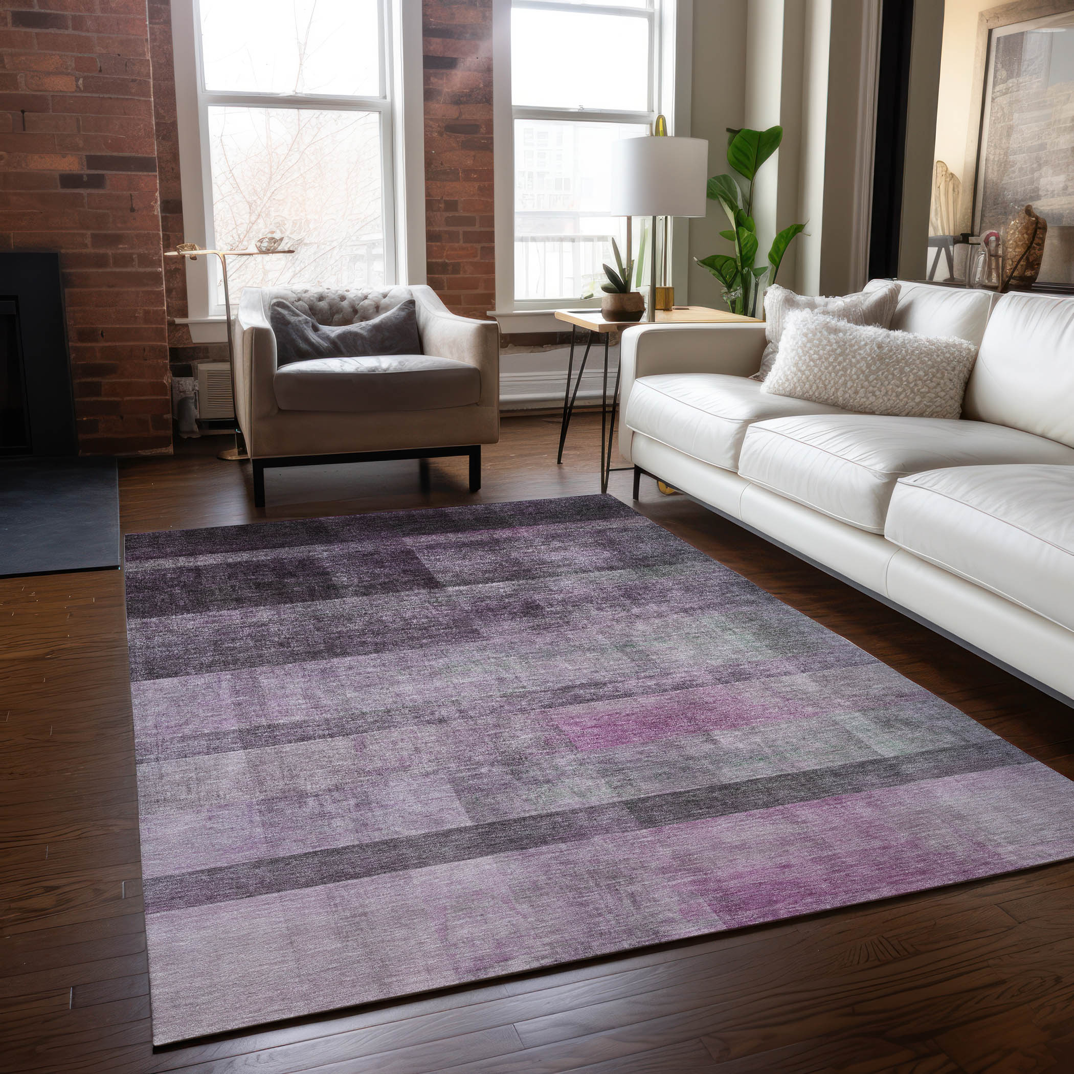 Addison Rugs ACN568PP30X46 Chantille ACN568PP 2 x 3 (ft) Polyester Purple Rectangular Indoor/Outdoor Geometric Machine washable Area rug