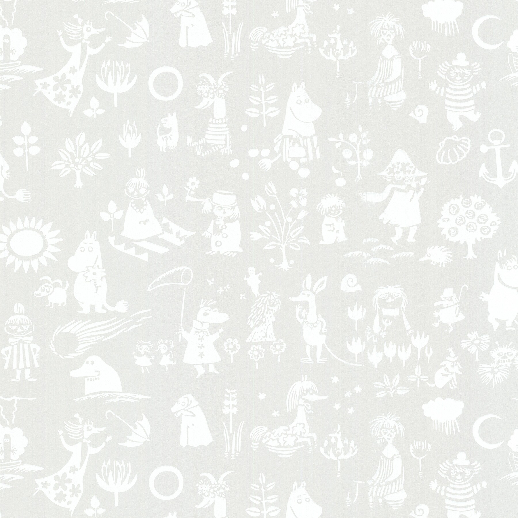Sandudd SD5164-3 Moomin Light Grey Novelty Wallpaper