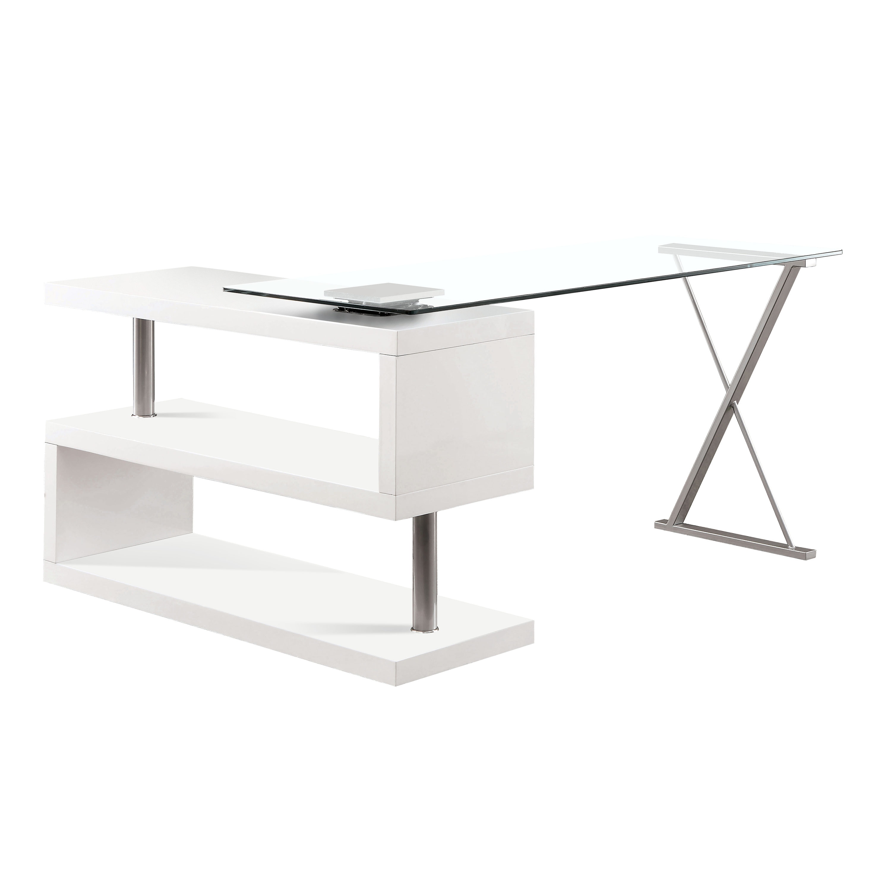Mincio 59.25-in White Modern/Contemporary L-shaped Desk | - Furniture of America IDF-DK6131WH