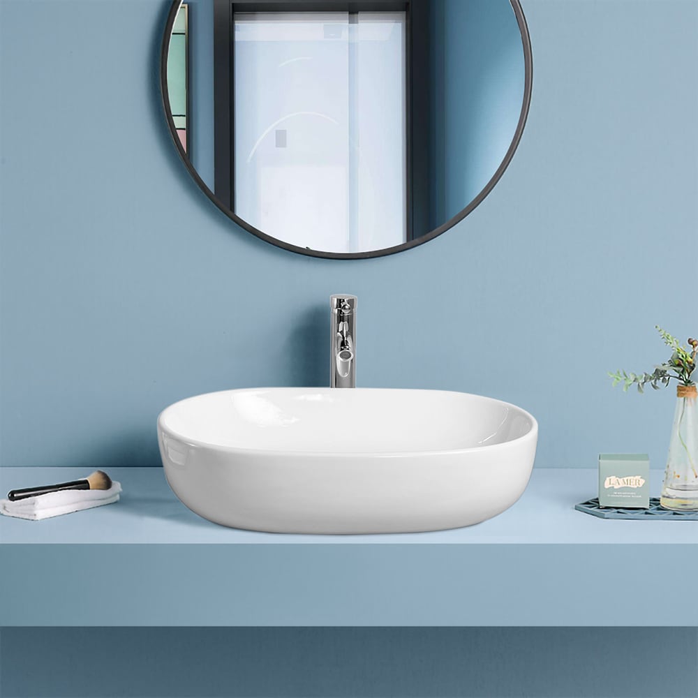 Topcraft Bathroom sink Ceramic Vessel Round Modern White Bathroom Sink ...