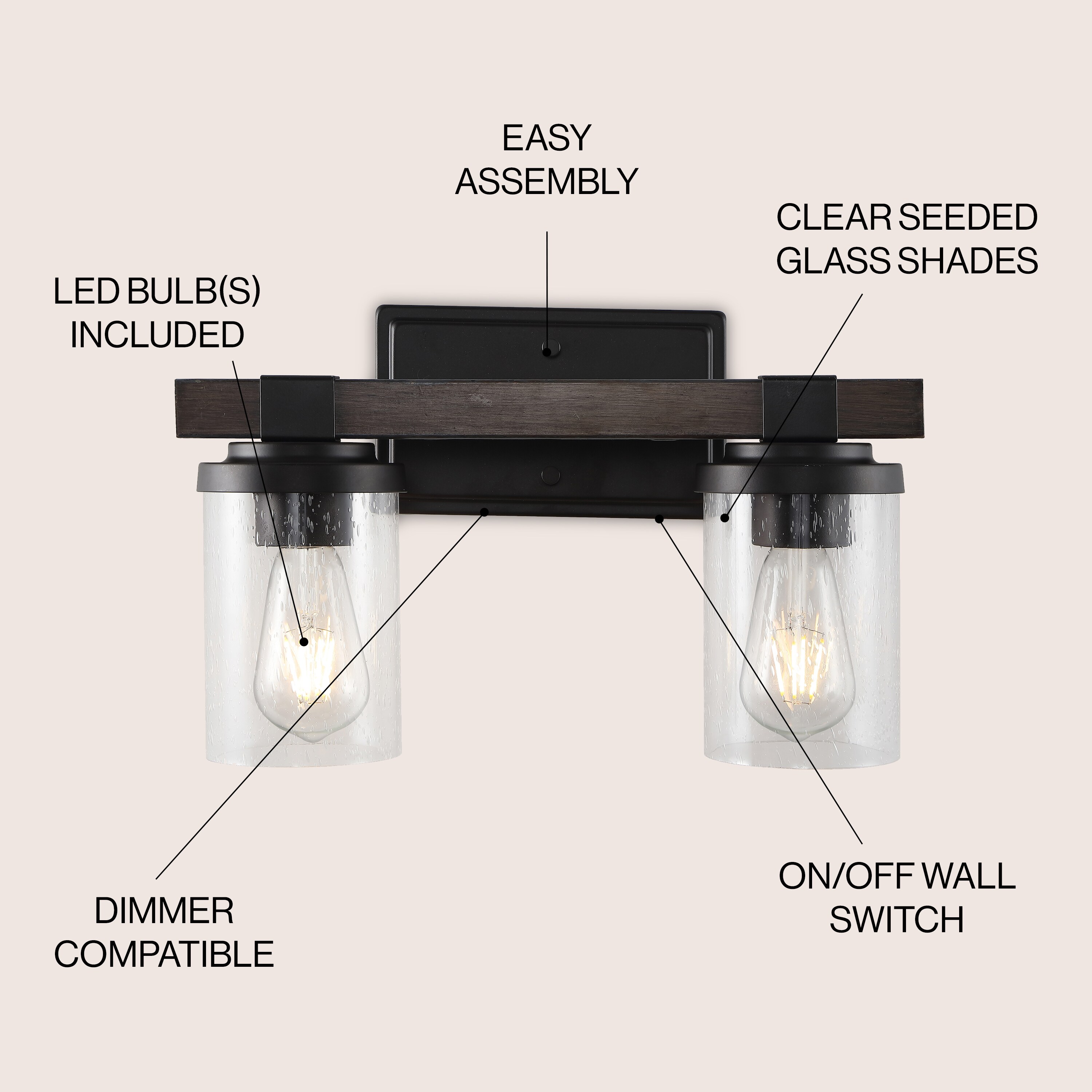 Bungalow 15" Oil-Rubbed Bronze Glass Vanity Light