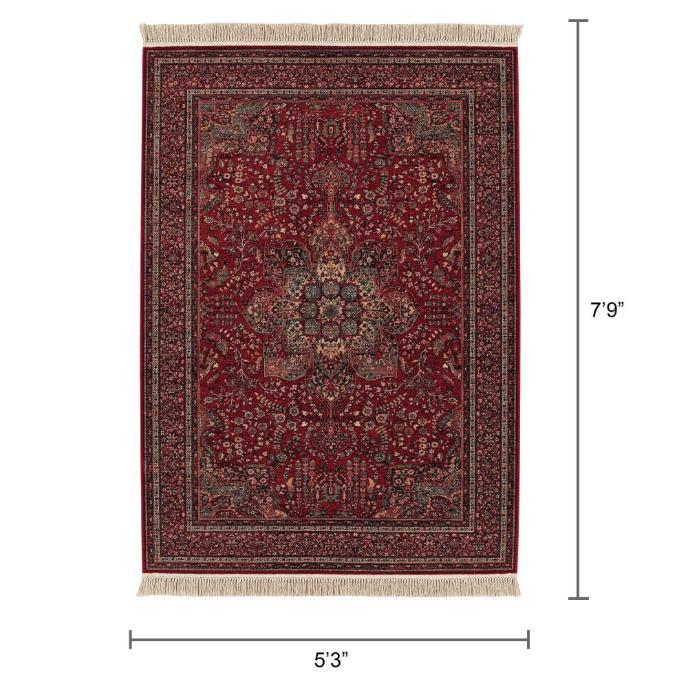 Kashimar Antique Red Hand-Knotted Wool Area Rug 5'3" x 7'9"