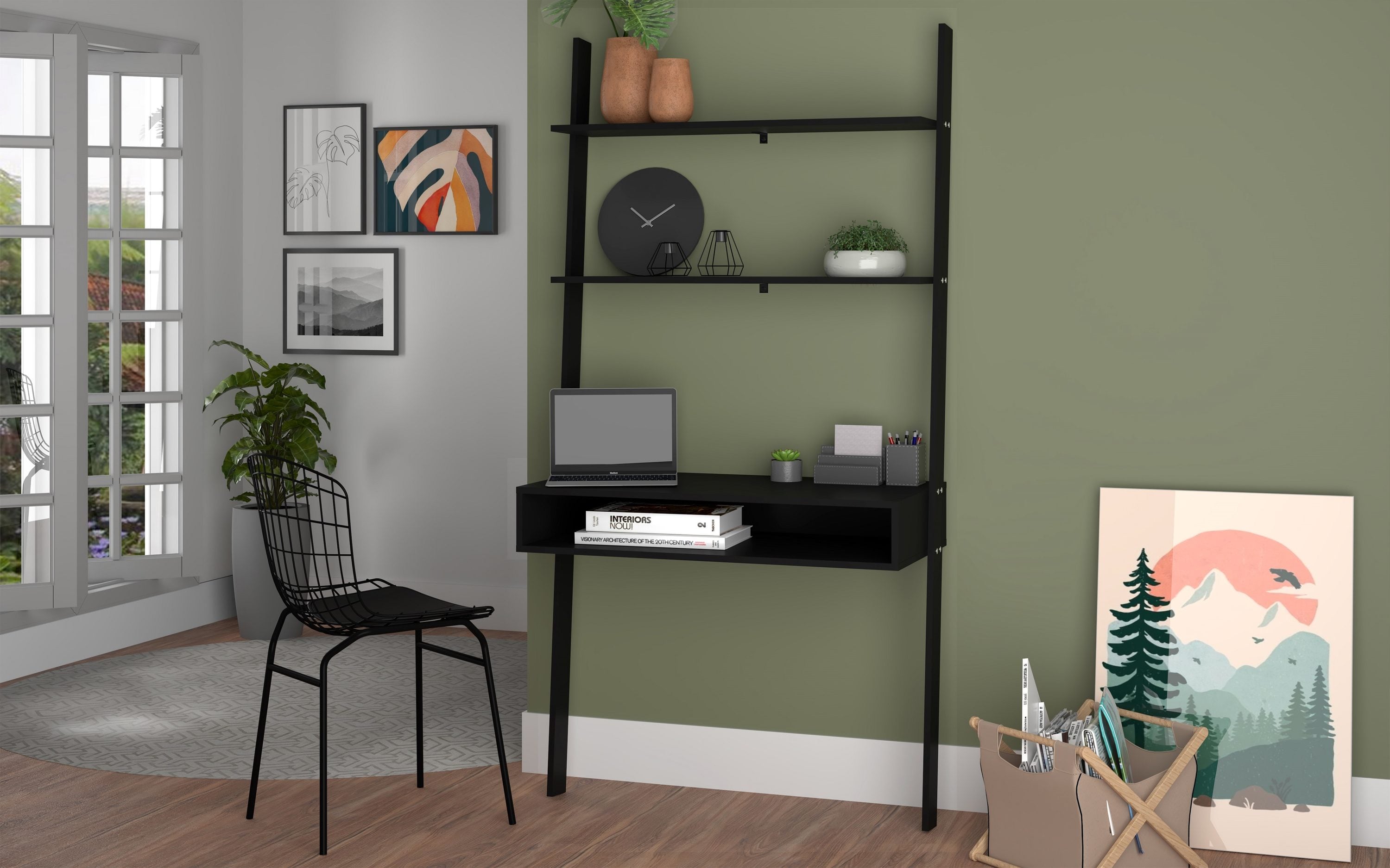 Manhattan Comfort 193AMC153 Cooper 36.61-in Black Modern/Contemporary Ladder desk