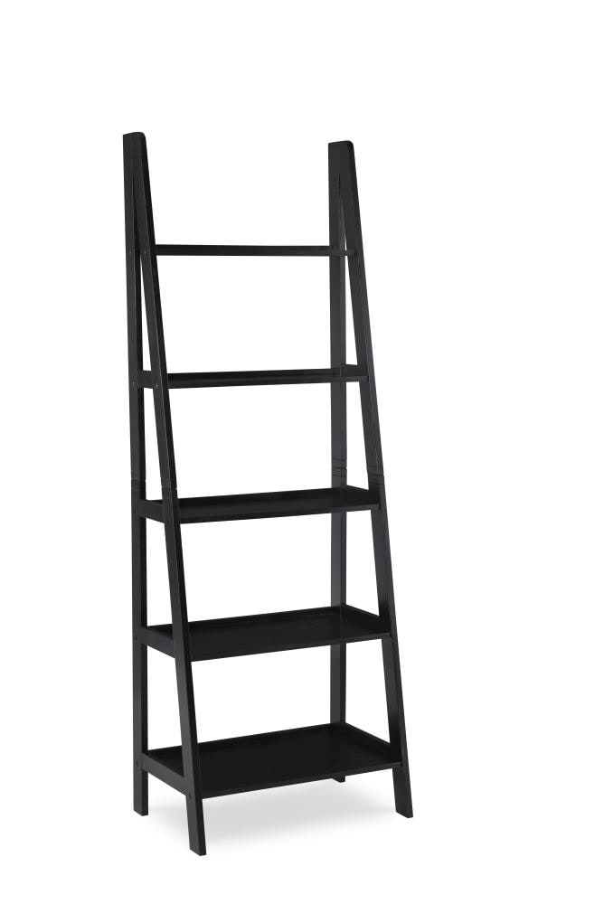 Linon Acadia Black Wood 5 Shelf Ladder, Black Wood Bookcase 5 Shelf