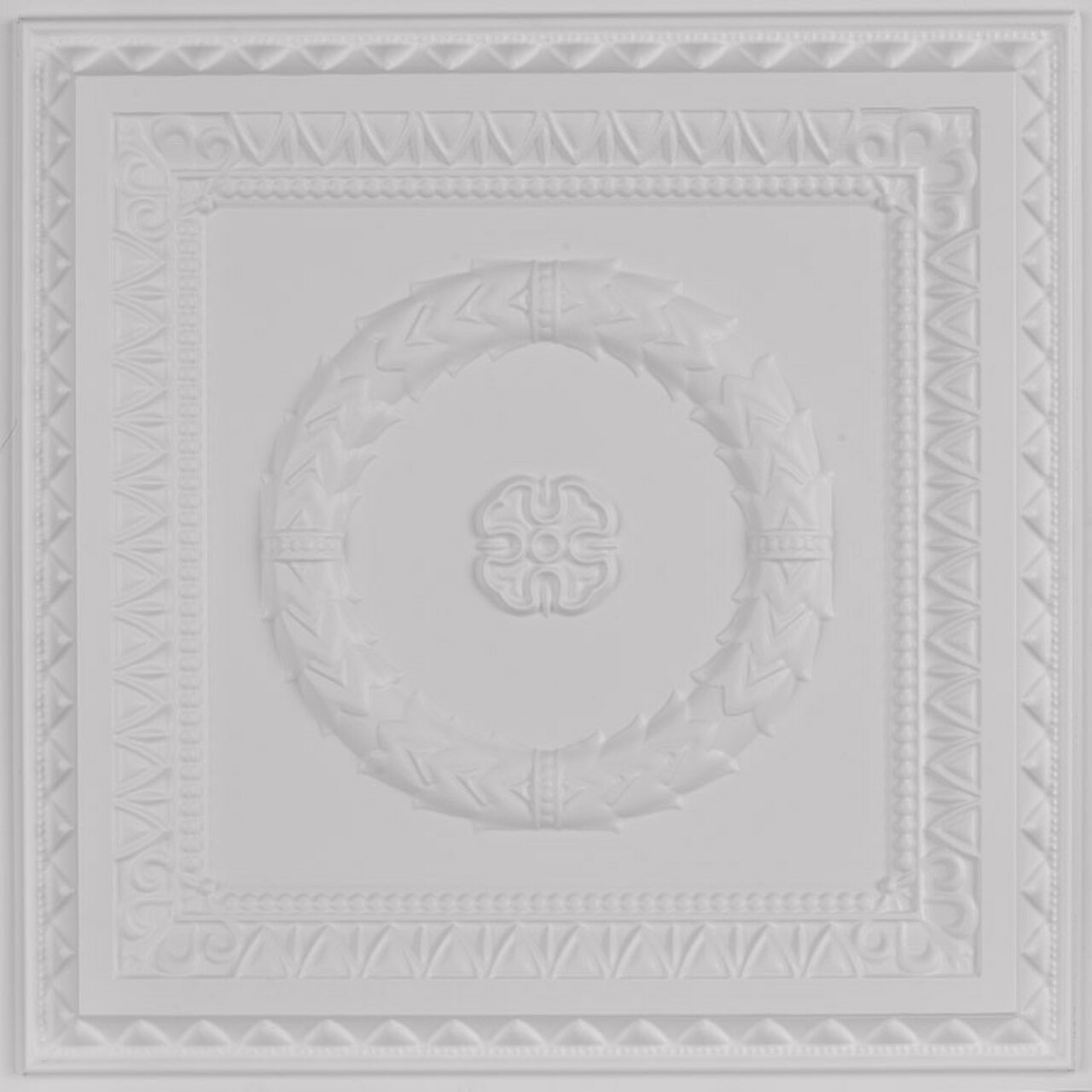 From Plain to Beautiful in Hours 210WM-24X24-10 2-ft x 2-ft Laurel Wreath Faux Tin/PVC White Matte PVC Surface-mount Ceiling Tile ( 10 -Pack, 40-Sq. Feet / Case )