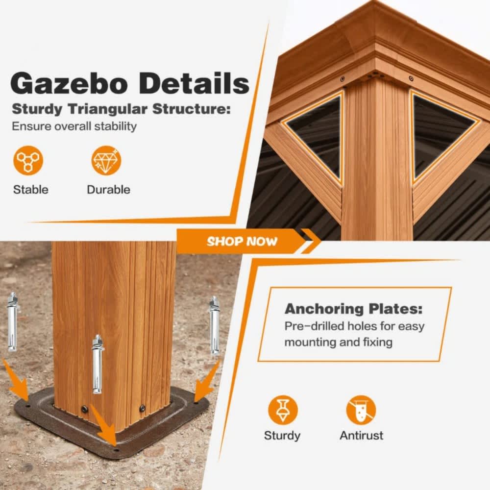 U-HOMY Z-035MS-HG Wood-Resin-Gazebos - View #4