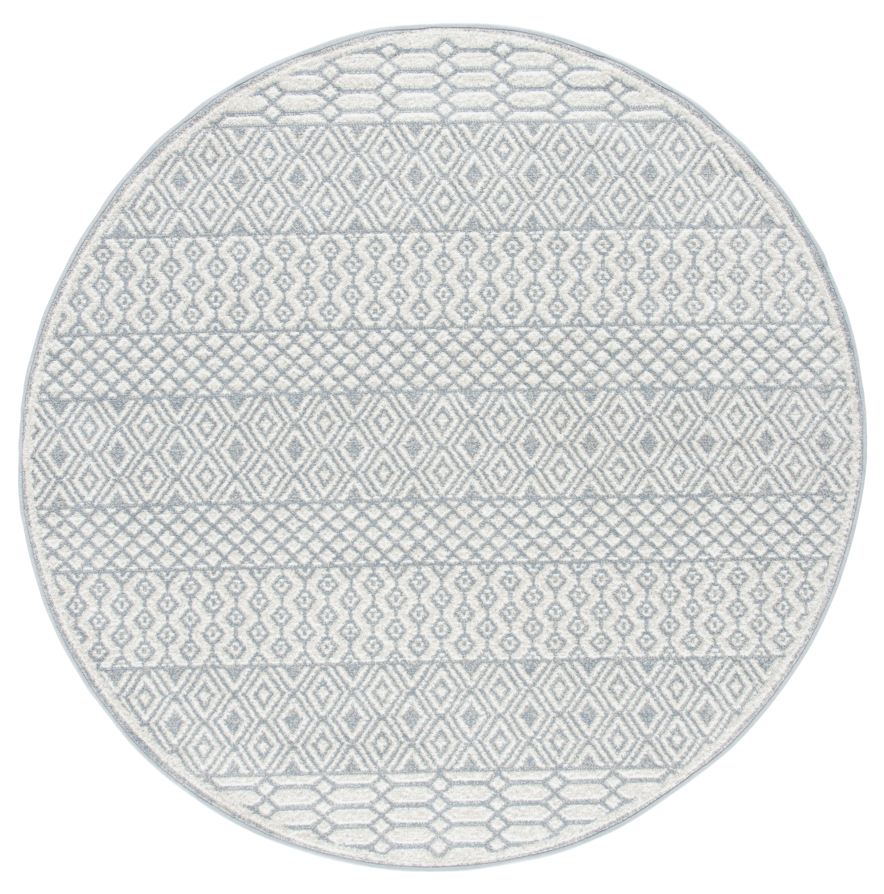 Safavieh BMT132A-7R Belmont Rorie 7 x 7 (ft) Loomed Polypropylene Ivory/Gray Round Indoor Abstract Farmhouse/Cottage Area rug