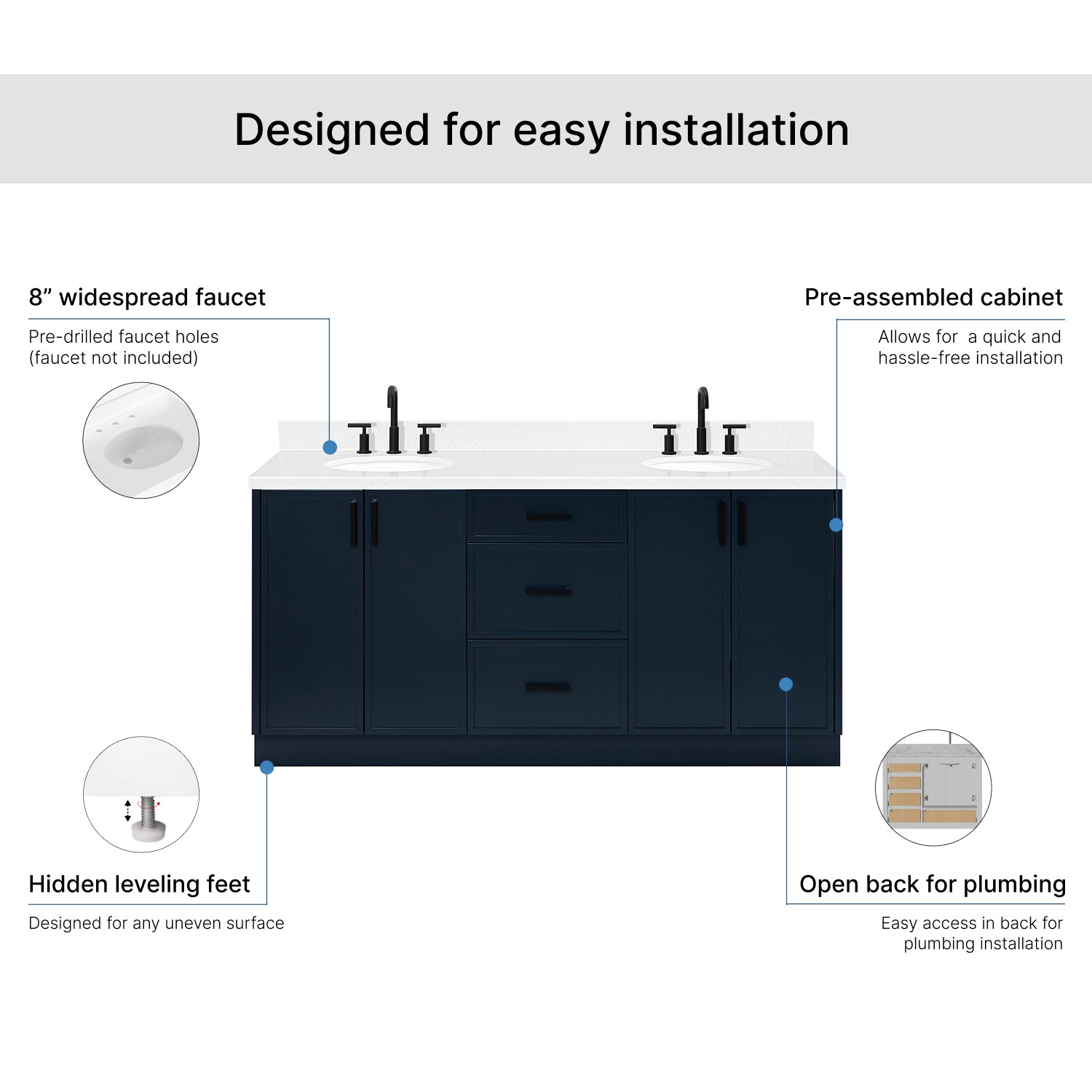 ARIEL K72DCQOVOMNB Bath-Vanity-Combo - View #7