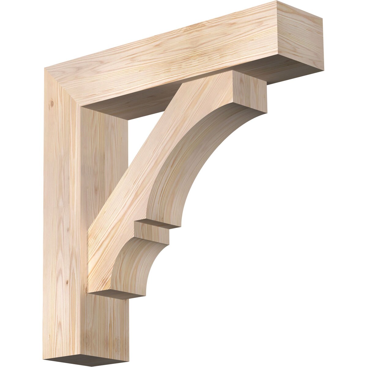 Ekena Millwork 1462189 Balboa Block Smooth Bracket with Offset Brace Douglas Fir Wood Standard Bracket