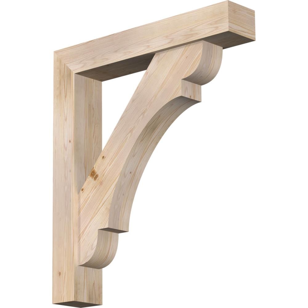 Ekena Millwork 1463802 Olympic Block Smooth Bracket with Offset Brace 7-1/2-in x 42-in x 48-in Douglas fir Brown Wood Standard bracket