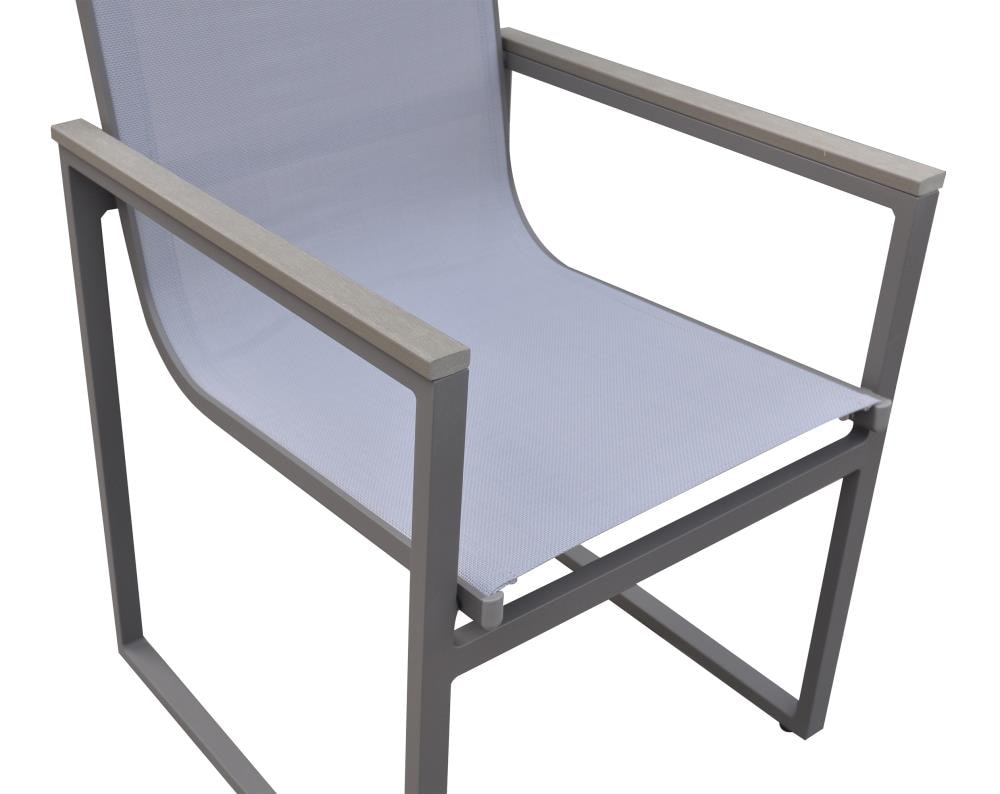 Gray Aluminum Outdoor Dining Chairs with Cushions - Set of 2