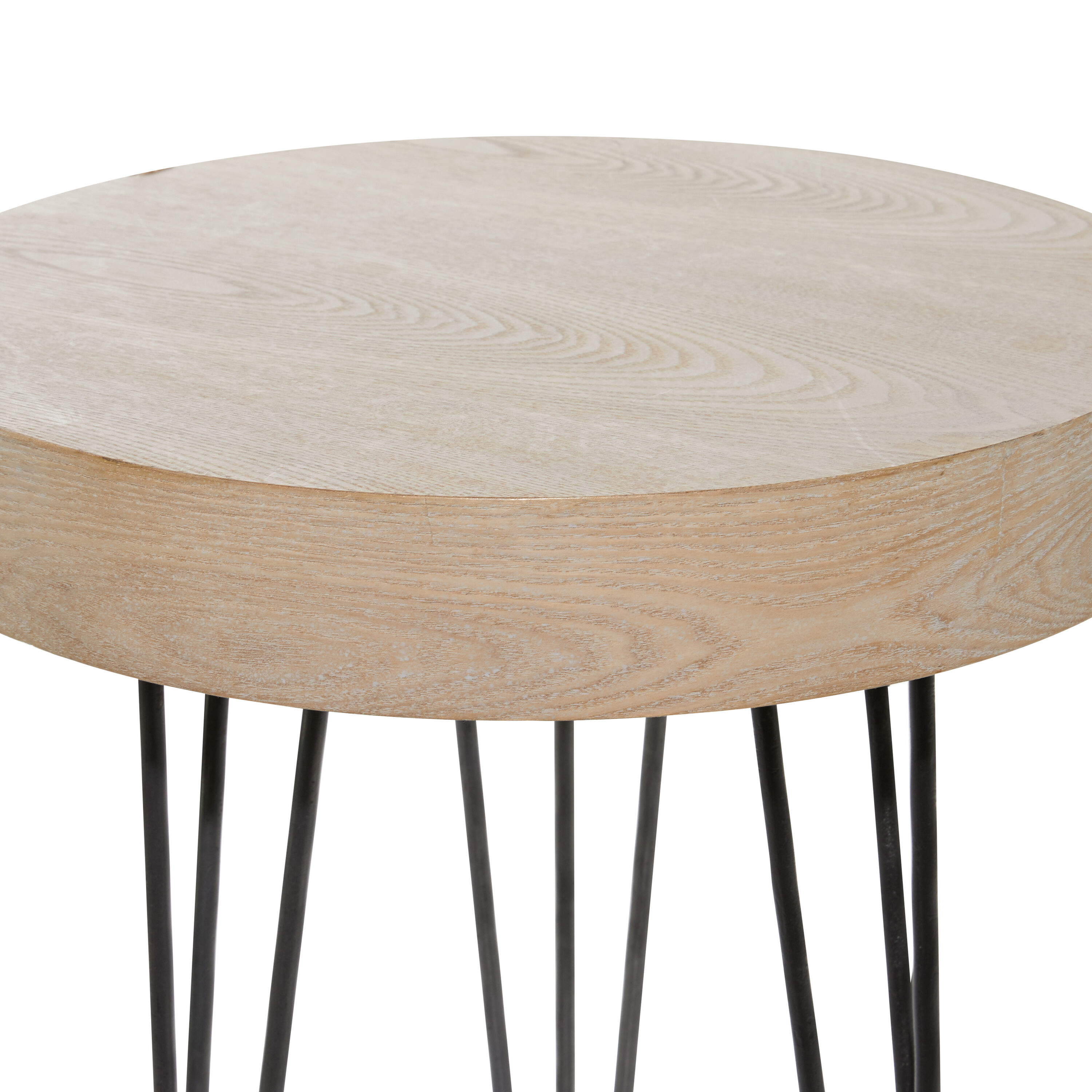 Elegant Round 20" Wood and Metal Accent Table in Brown