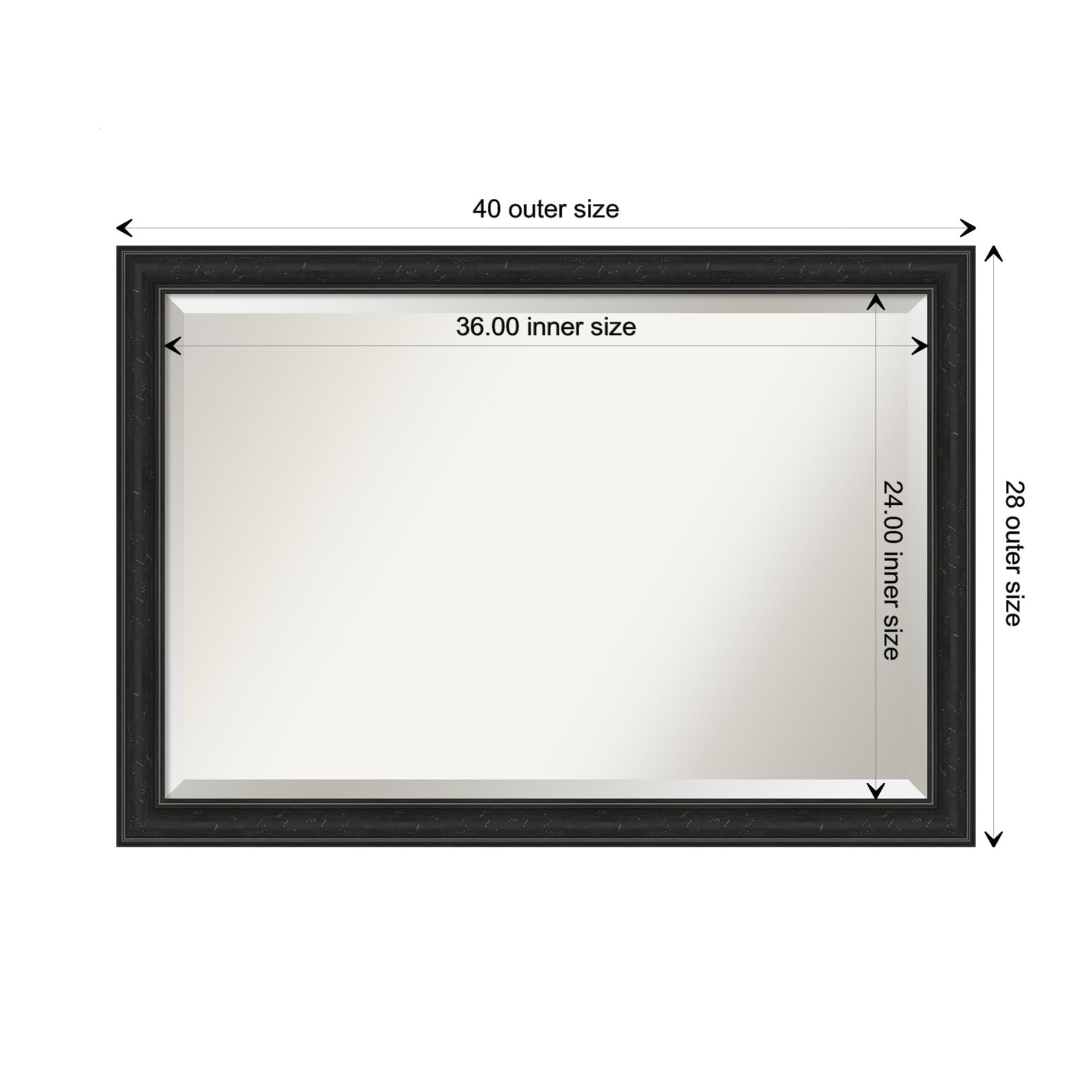 Shipwreck Black 40" x 28" Distressed Vanity Wall Mirror