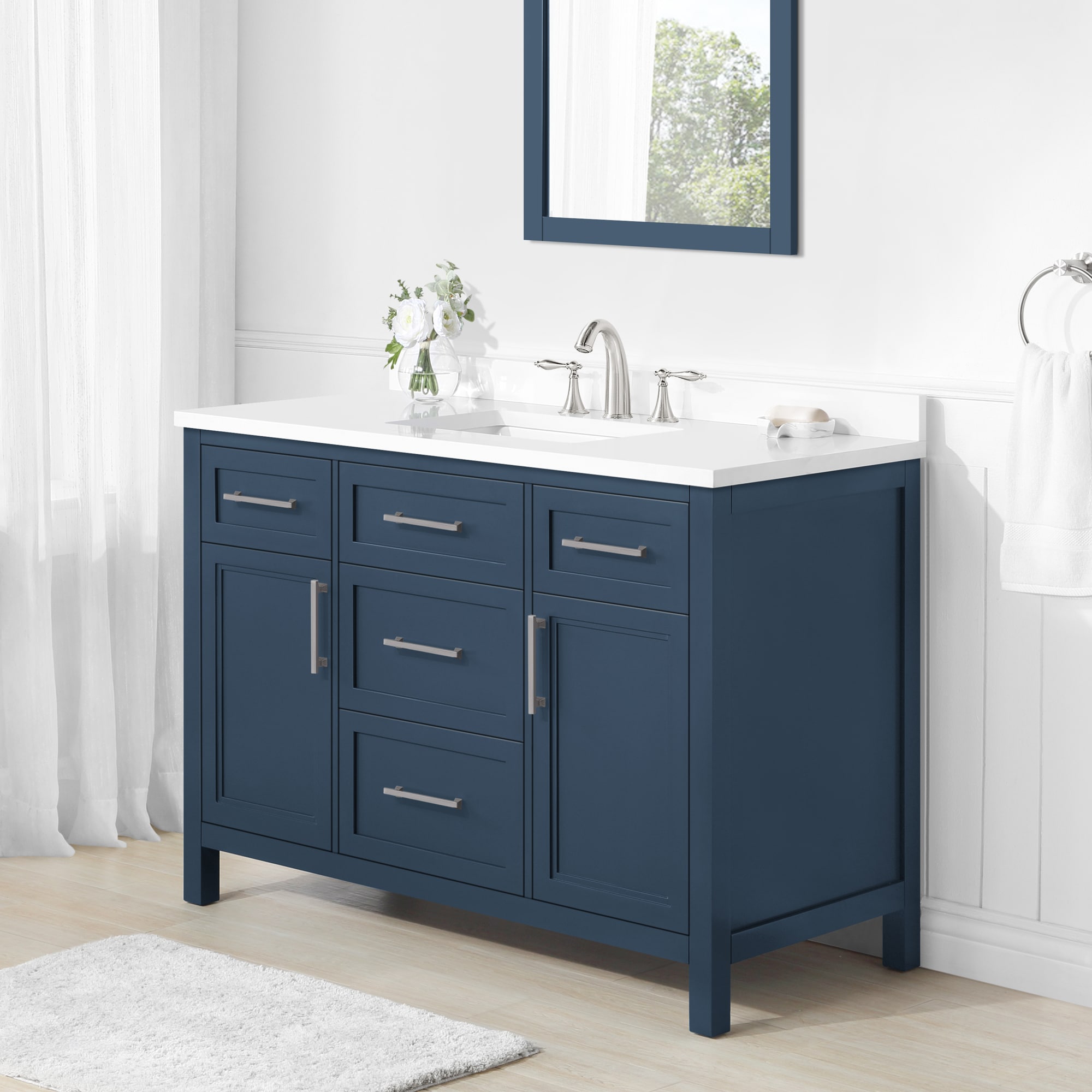 allen + roth Brinkhaven 48-in Grayish Blue Undermount Single Sink ...