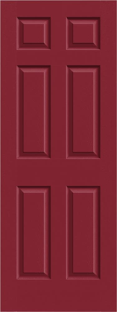 Colonist 30-in x 80-in Cranberry 6-panel Mirrored Glass Hollow Core Prefinished Molded Composite Slab Door | - JELD-WEN LOWOLJW191300253