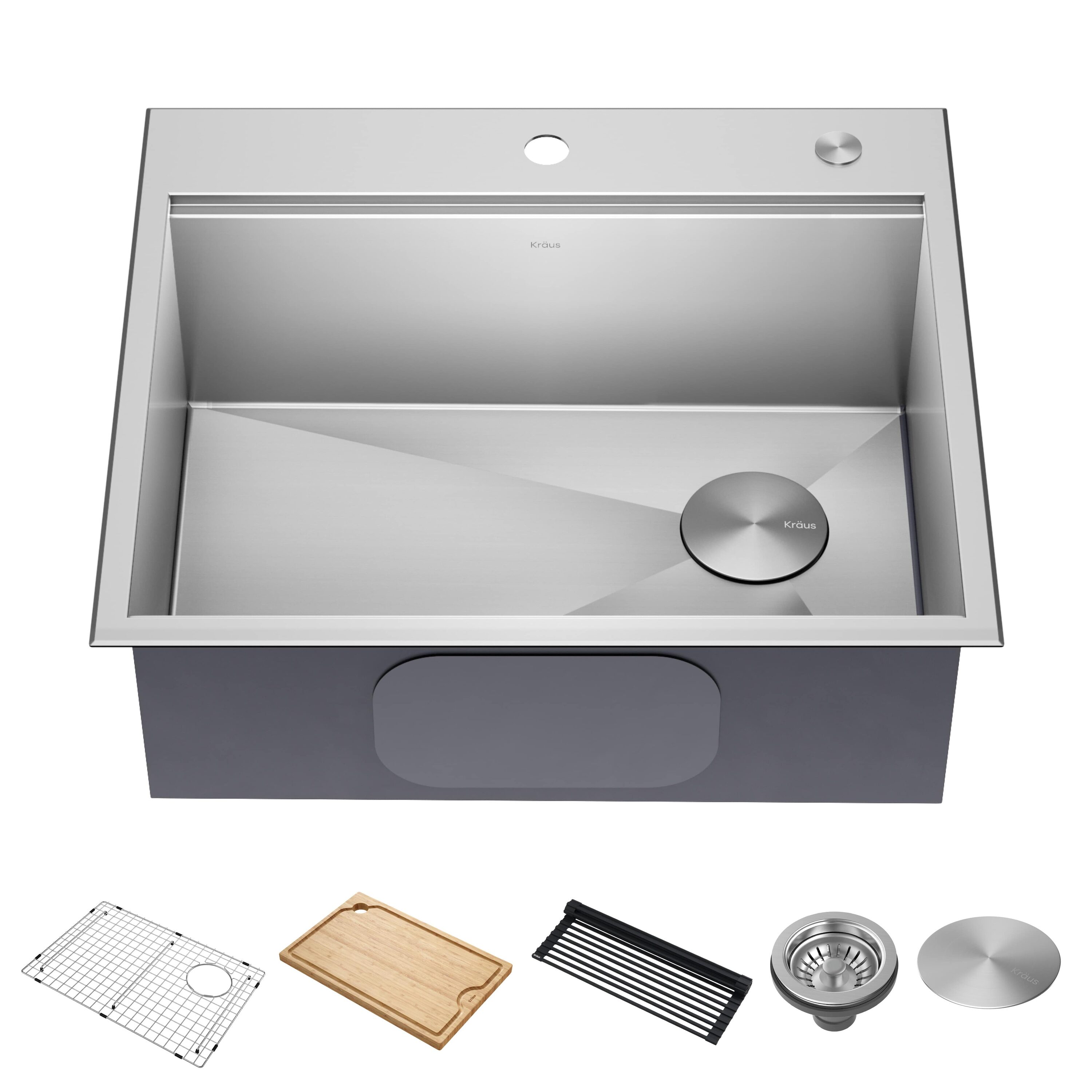 Kraus Kore Drop-In 25-in x 22-in Stainless Steel Single Bowl 1-Hole  Workstation Kitchen Sink in the Kitchen Sinks department at