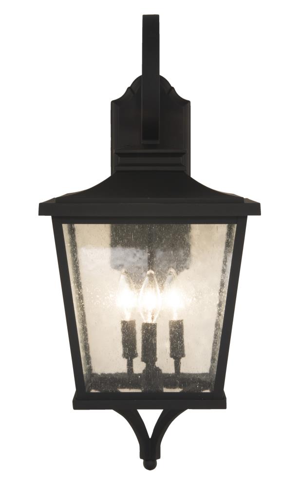 Tillman Matte Black 26.5" Outdoor Wall Lantern with Seeded Glass