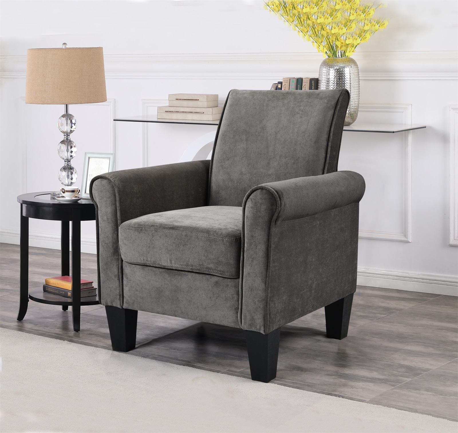 BESTCOSTY Modern Charcoal Grey Accent Chair at Lowes.com