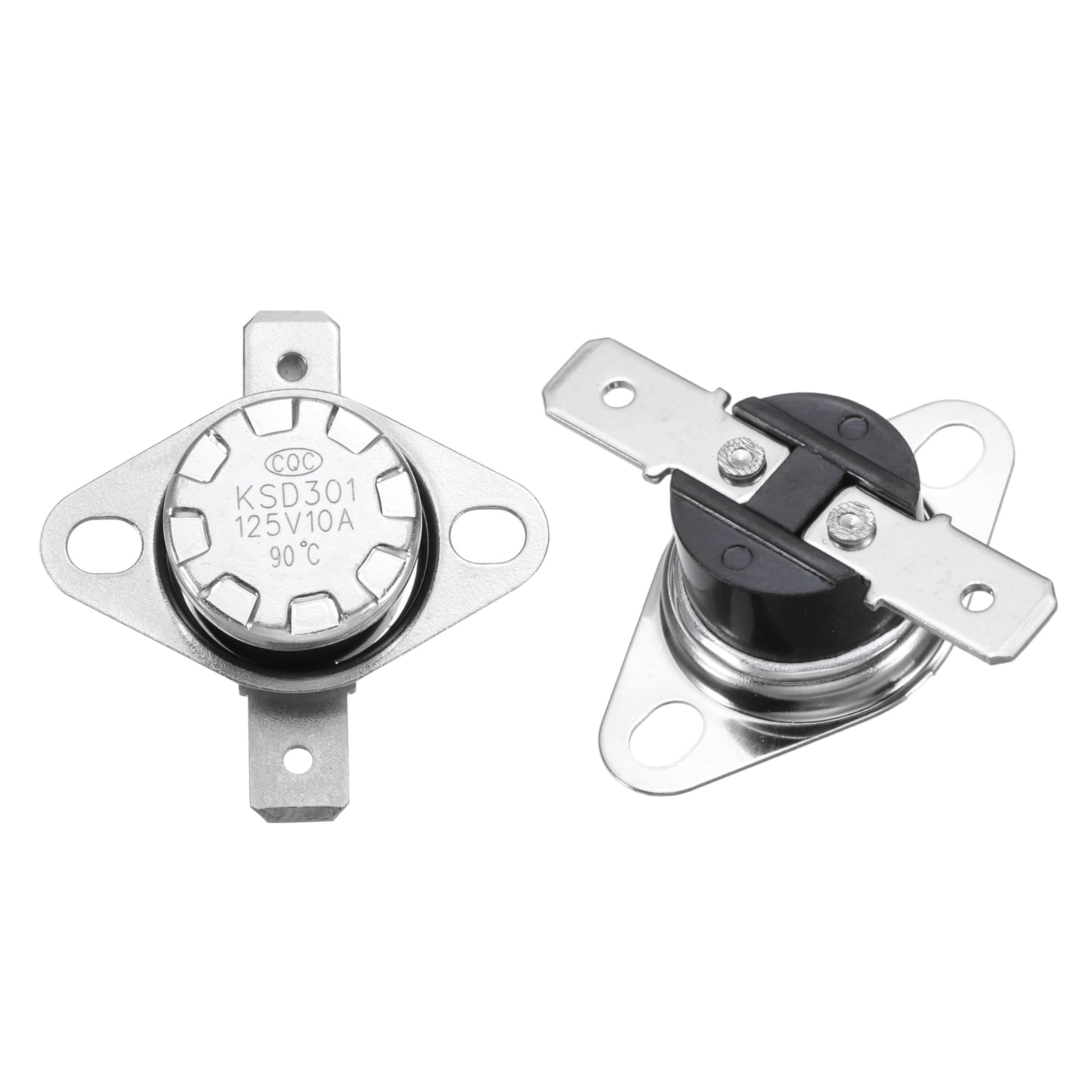 Unique Bargains 2pcs KSD301 Thermostat 90C/194F 10A Normally Closed N.C Adjust Snap Disc Temperature Switch Thermal Cutoff Switch for Microwaves Oven Coffee Maker Bakelite Material #S26042400UX2358