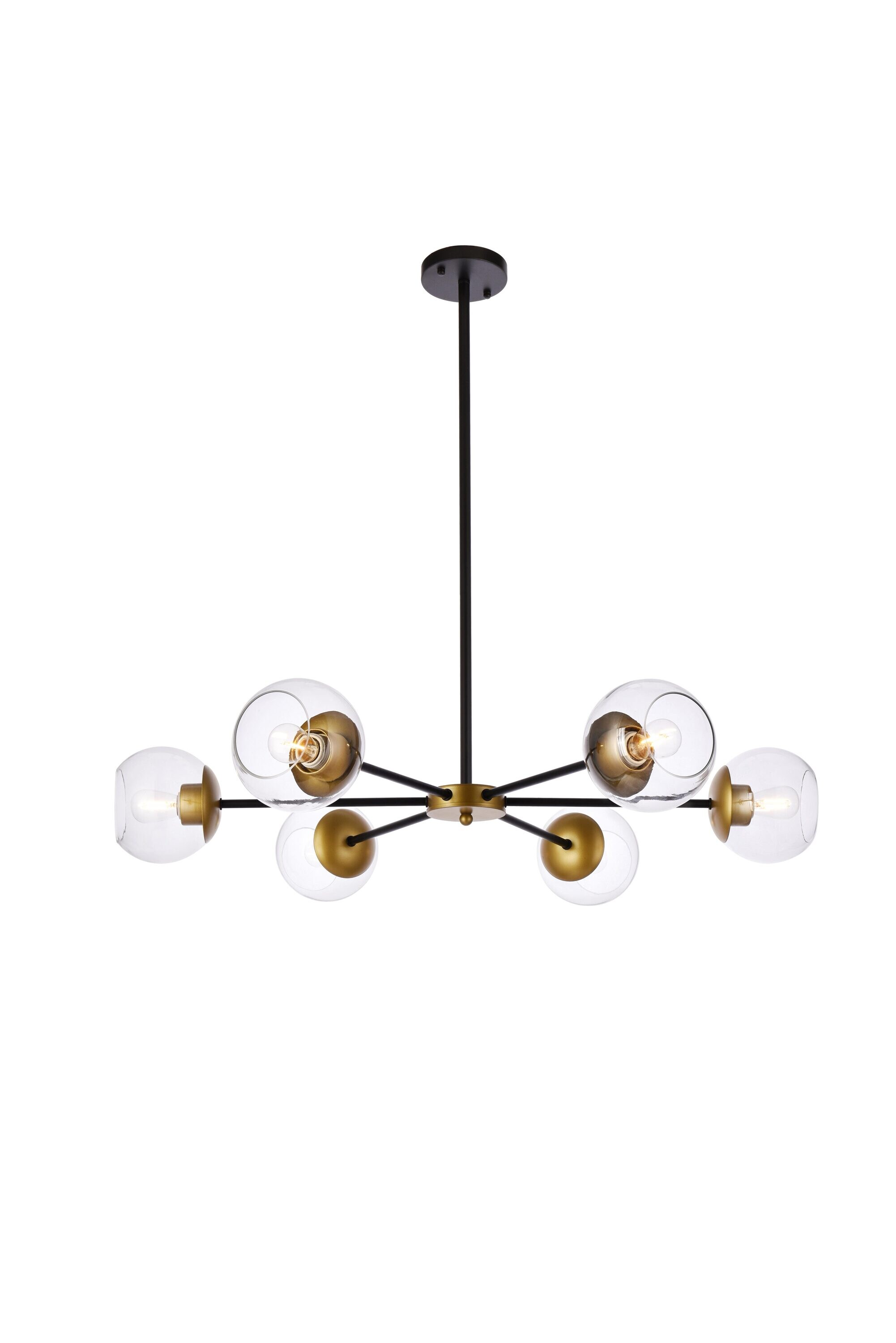 Modern Black and Brass Glass Globe Pendant Light