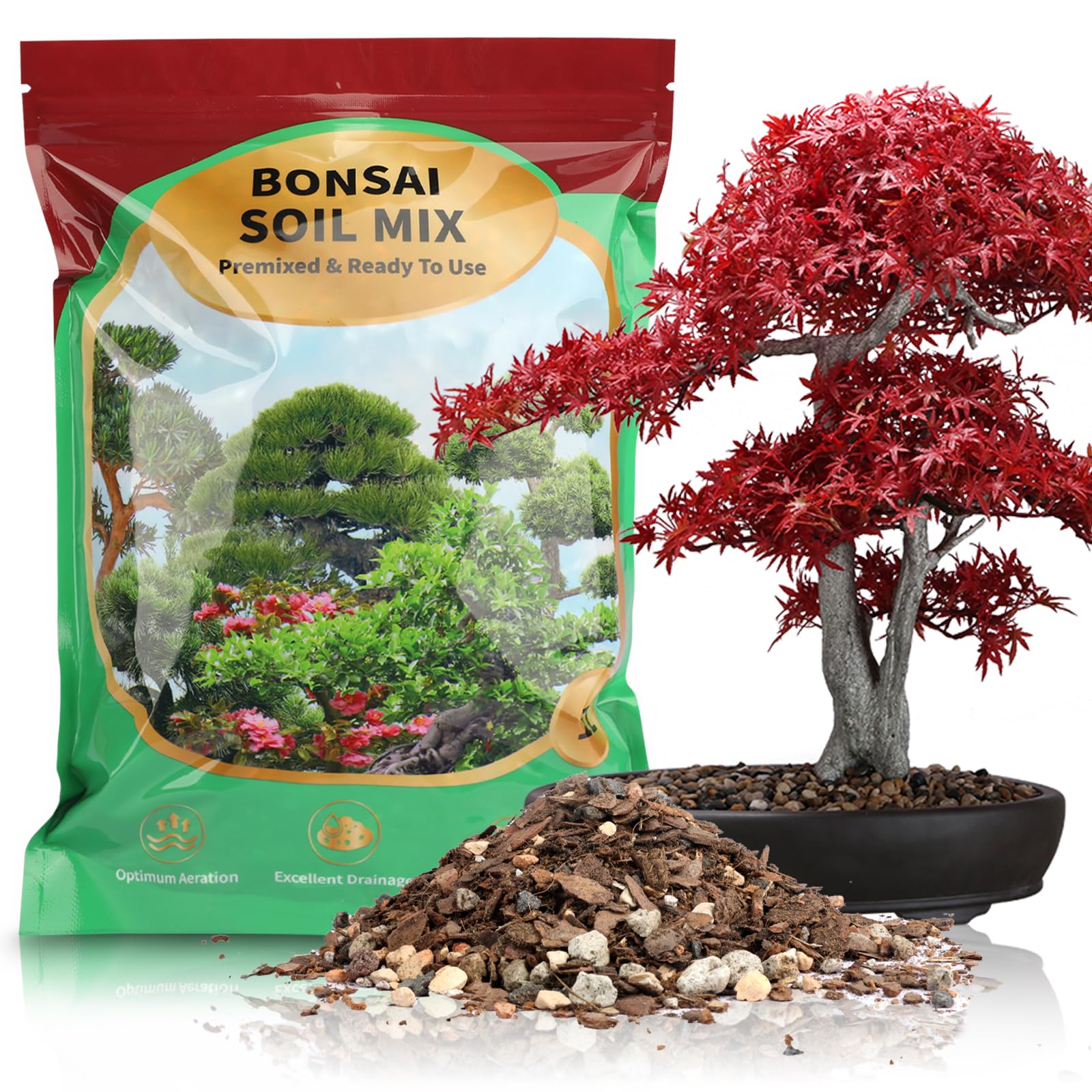 ITOPFOX  Bonsai Soil Mix 4qt Professional Grade Potting Soil for Bonsai Pots All Natural Volcanic Rock Pine Bark Akadama Pumice Perlite Coconut