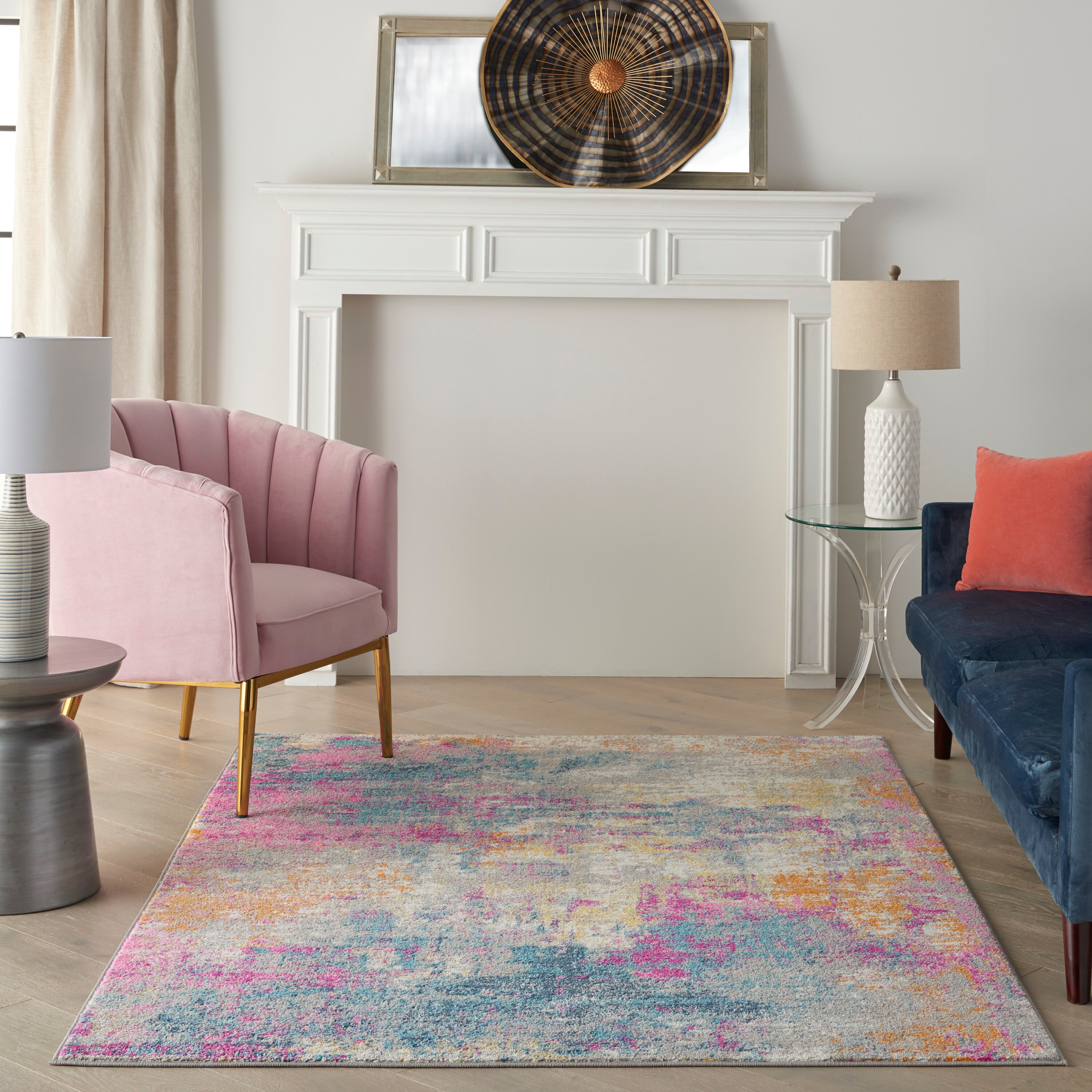 Nourison 99446780416 Passion 4 x 6 (ft) Loomed Polypropylene Ivory/multi Rectangular Indoor Abstract Area rug