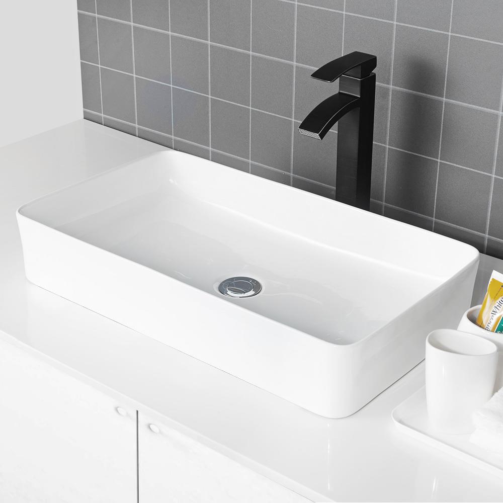 Lordear Ceramic Vessel Sink Ceramic Vessel Rectangular Modern White ...