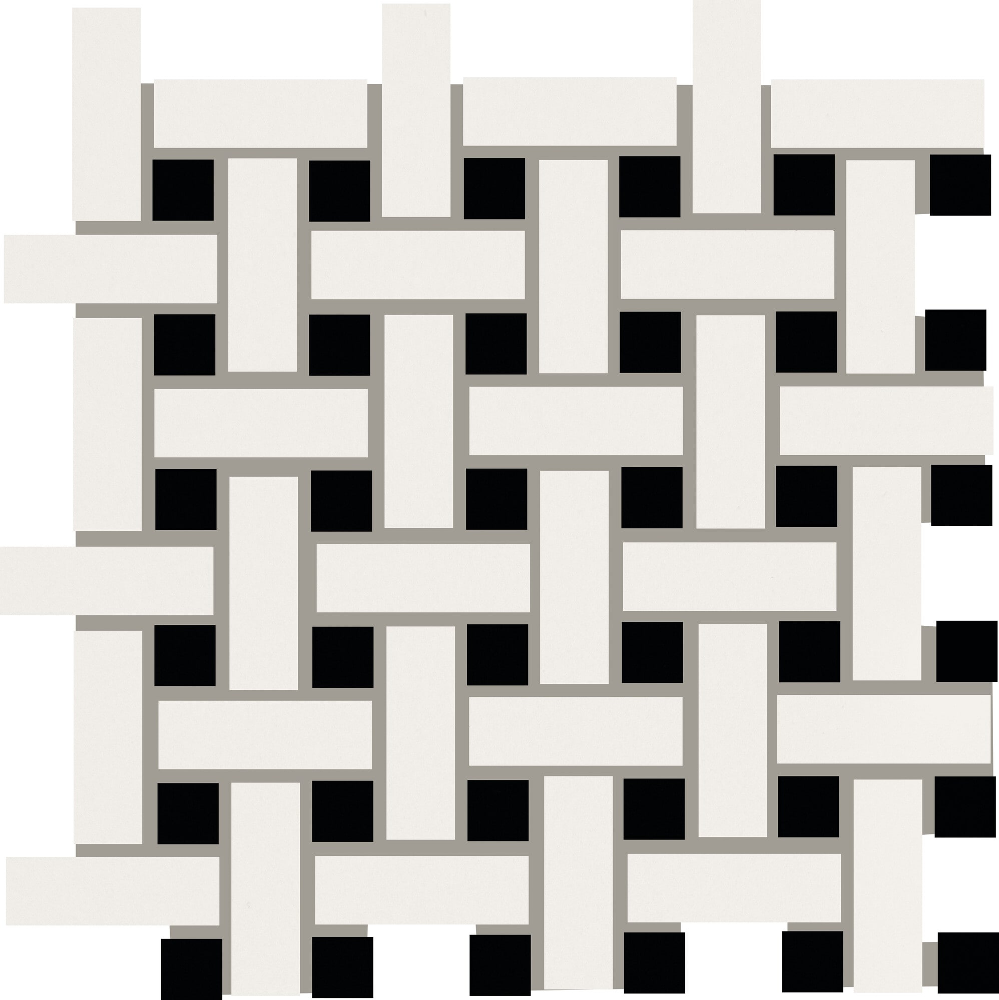 American Olean CS6013BSKWMS1P2 Color Ways White with Black 13-in x 13-in Matte Ceramic Patterned Basketweave Mosaic Floor and Wall Tile (10-sq. ft/ Carton)