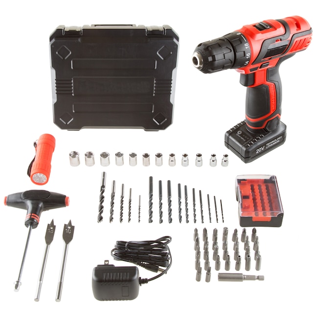 Fleming Supply Cordless drill set 20-volt 3/8-in Keyless Cordless Drill (1- Battery Included, Charger Included and Hard Case included) in the Drills  department at