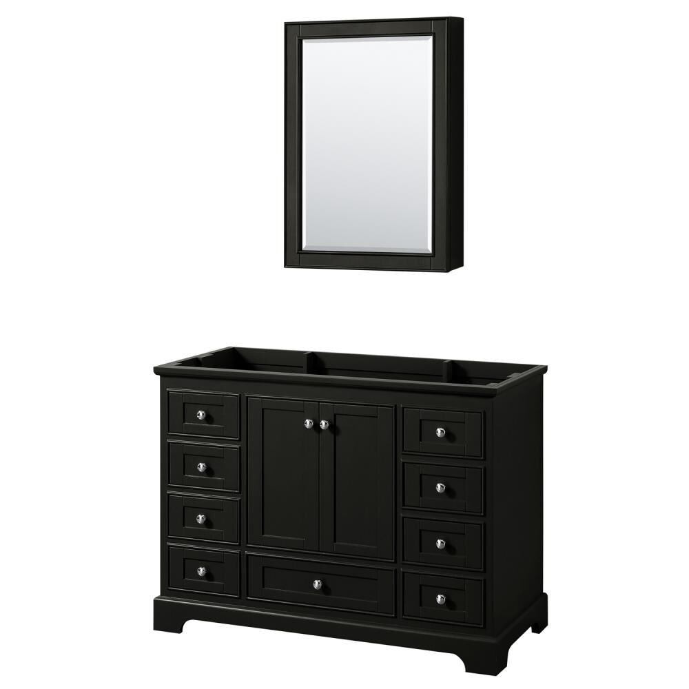 Wyndham Collection WCS202048SDECXSXXMED Deborah 48-in Dark Espresso with Polished Chrome Trim Bathroom Vanity Base Cabinet without Top (Mirror Included) (Medicine Cabinet Included)