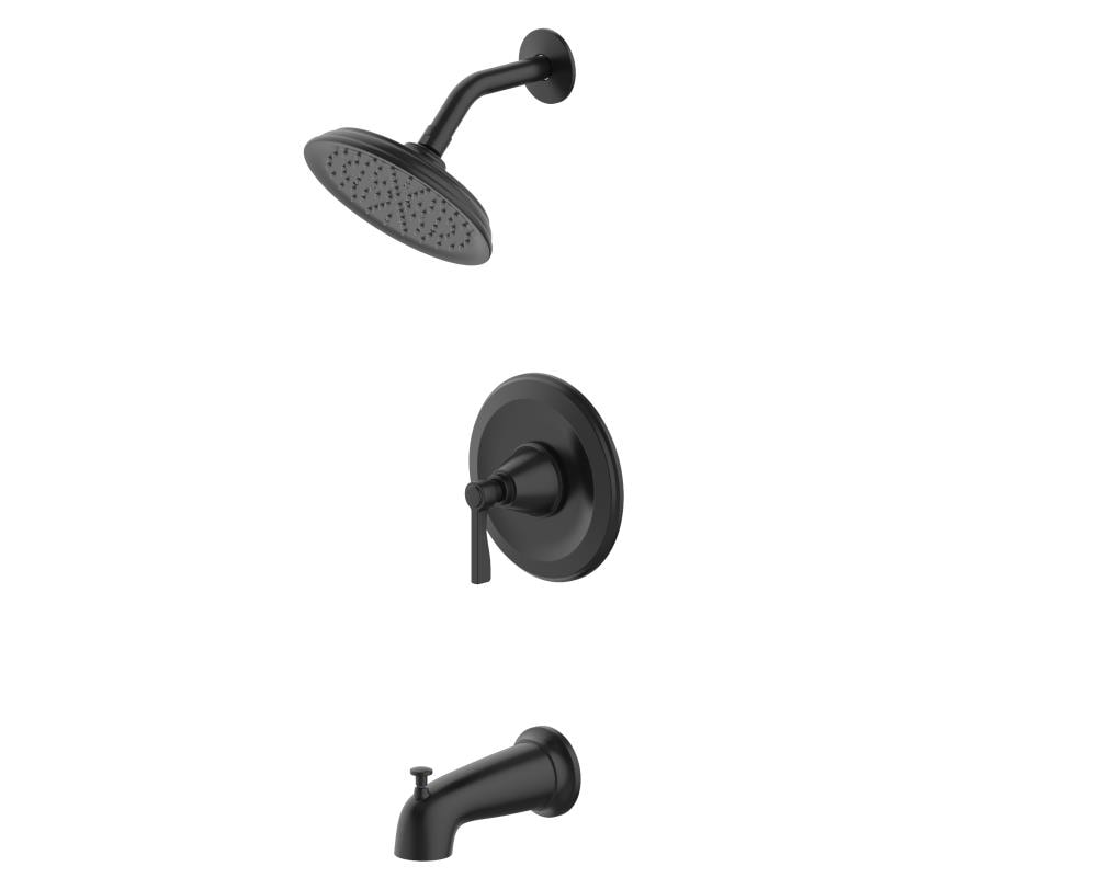 allen + roth Townley Matte Black 1-handle Single Function Round Bathtub and Shower Faucet Valve Included