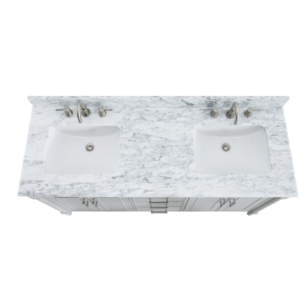 Allen + Roth Presnell 61-in Dove White Double Sink Bathroom Vanity with Carrara White Natural Marble Top | 261065