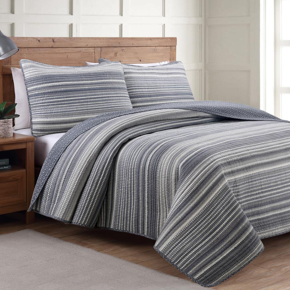 Estate Collection Taj 3-Piece Grey King Quilt Set in the Bedding Sets ...