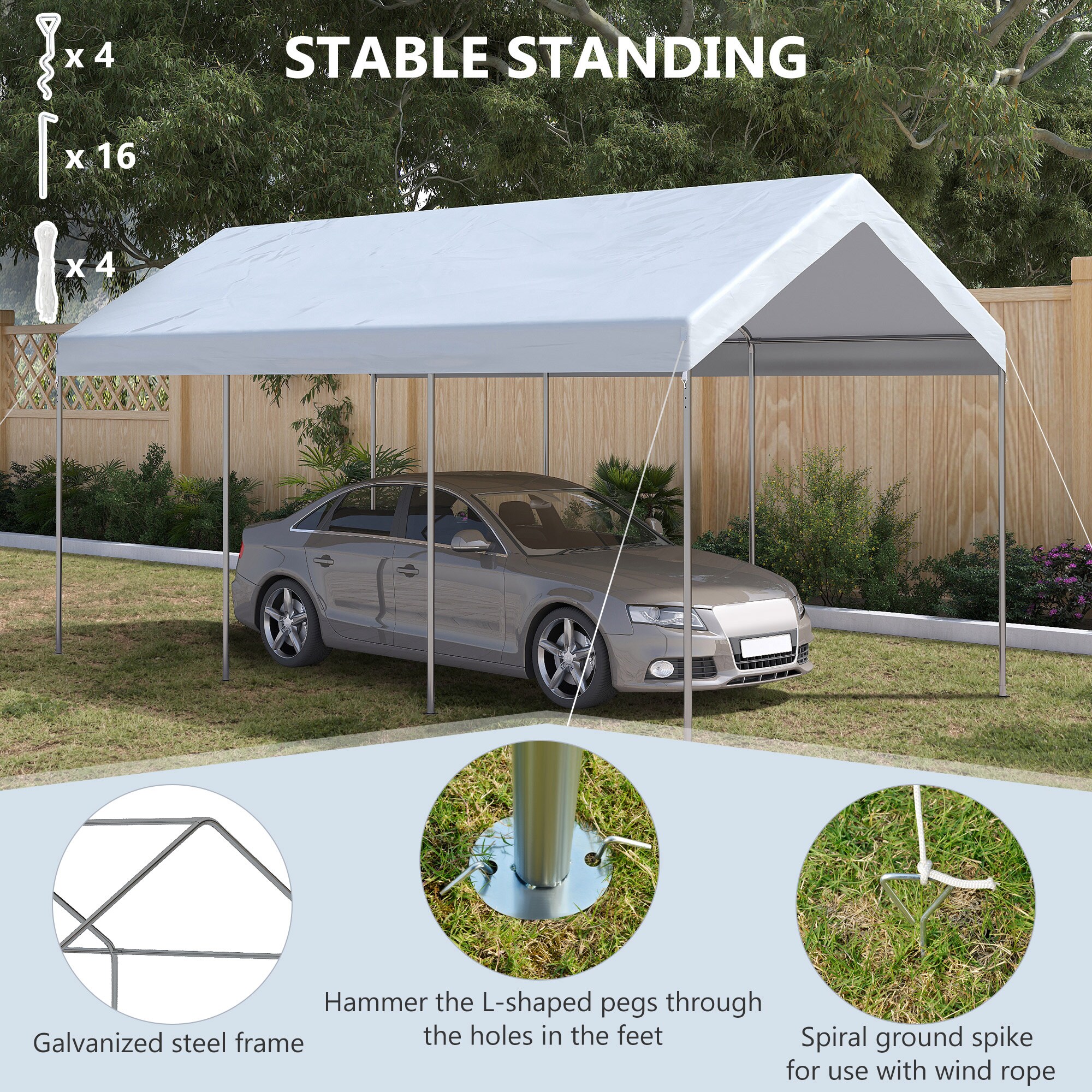 Outsunny 84C-386V00WT Carport-Covers - View #5