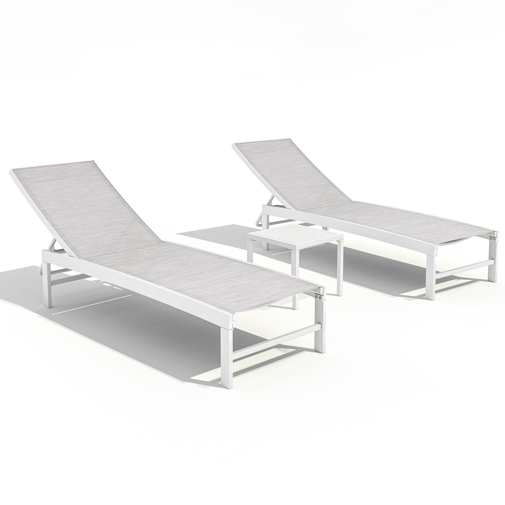 Crestlive Products CL-LG006WGB-3 Chaise Lounge with Table 3 -Piece Patio Conversation Set with Multiple color/finishes