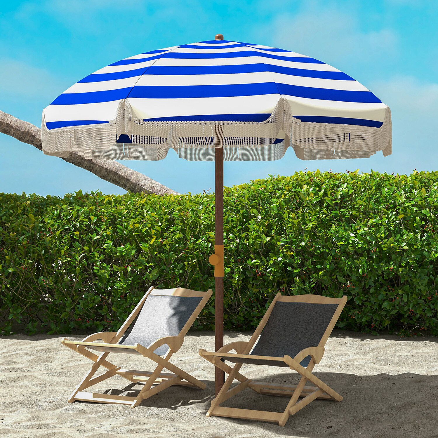 Mondawe 21300NYRL-SM 6.2-ft Steel Blue No-tilt Market Patio Umbrella