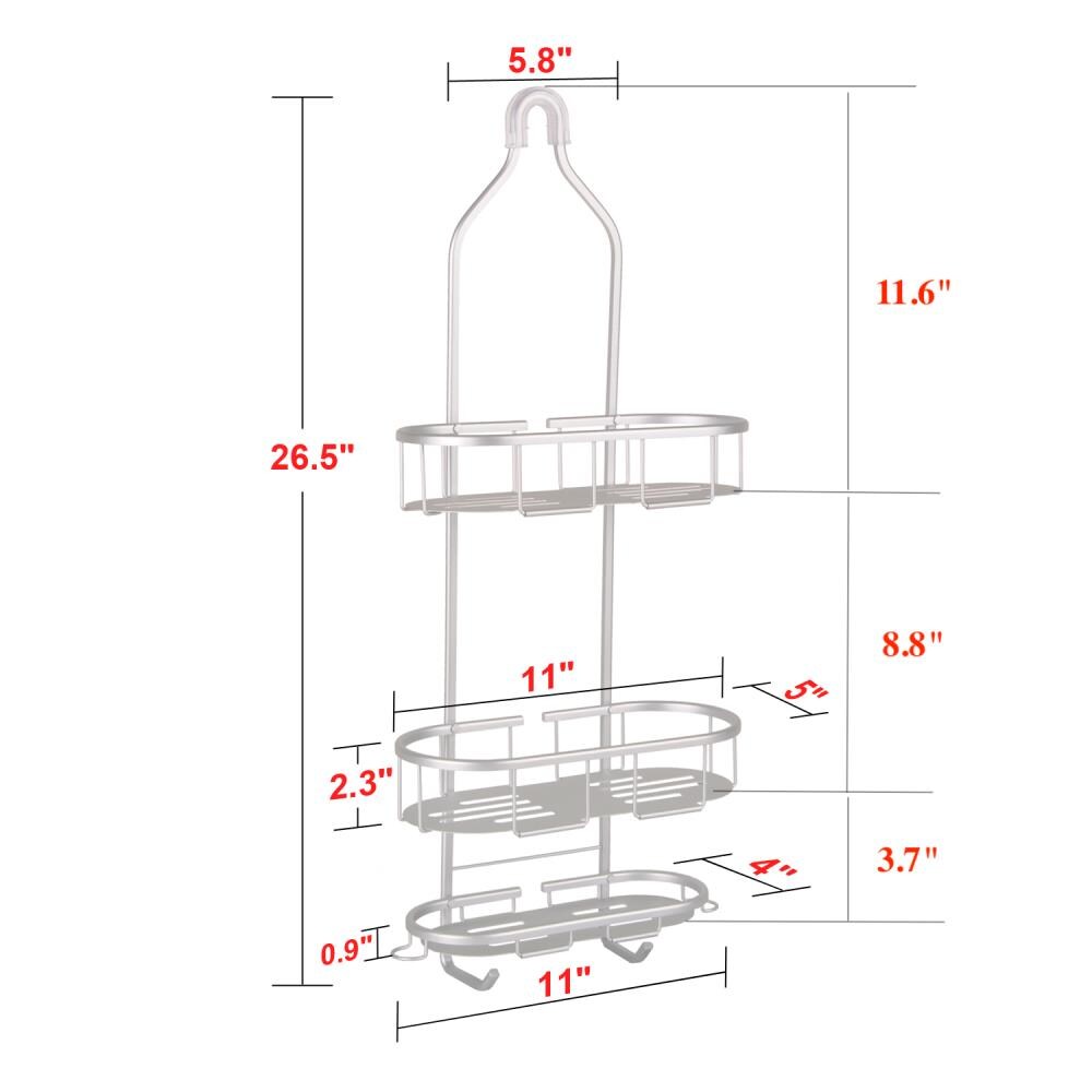 Utopia Alley Flat Shelf Rustproof Corner Shower Caddy Satin Chrome