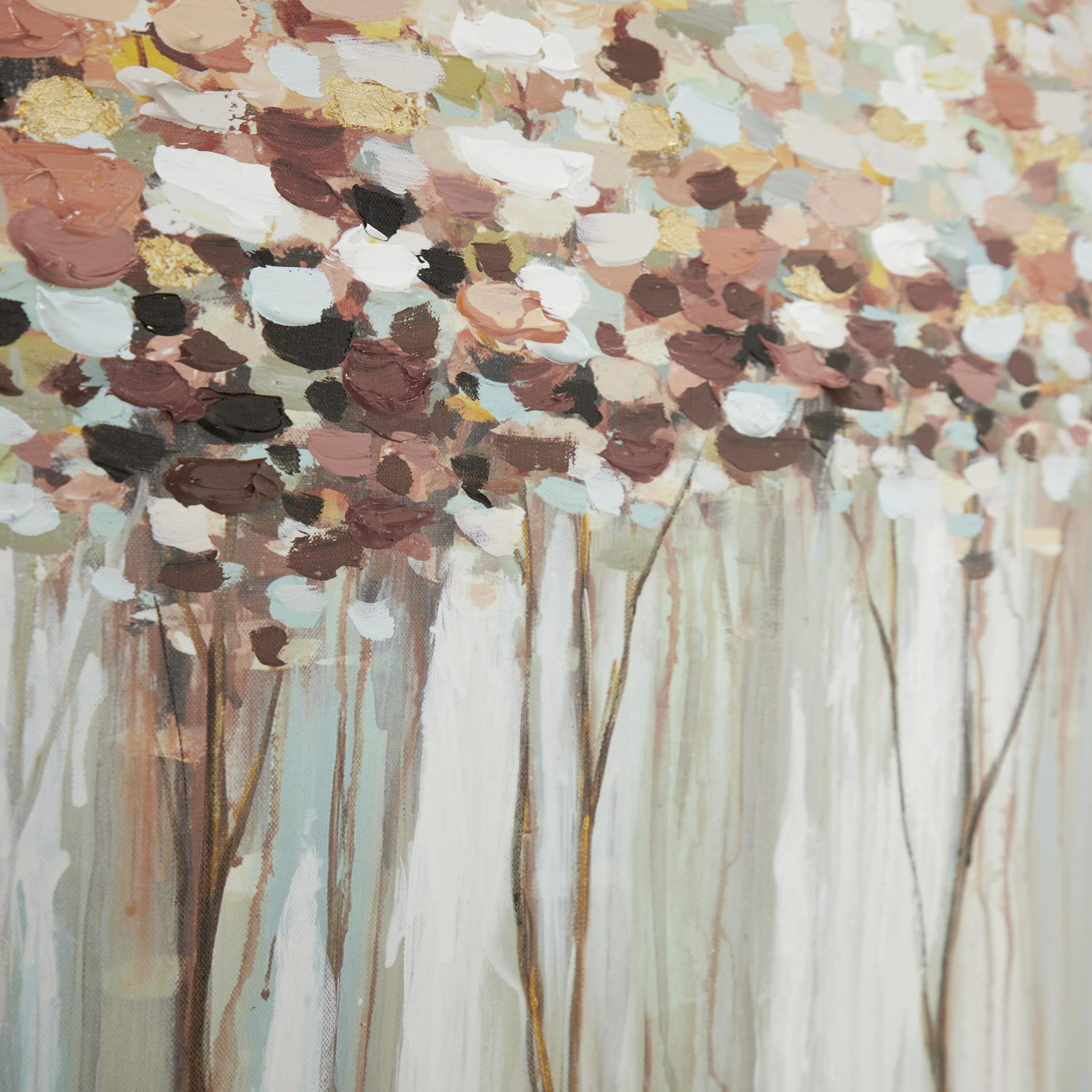 White and Beige Abstract Tree Framed Canvas Wall Art
