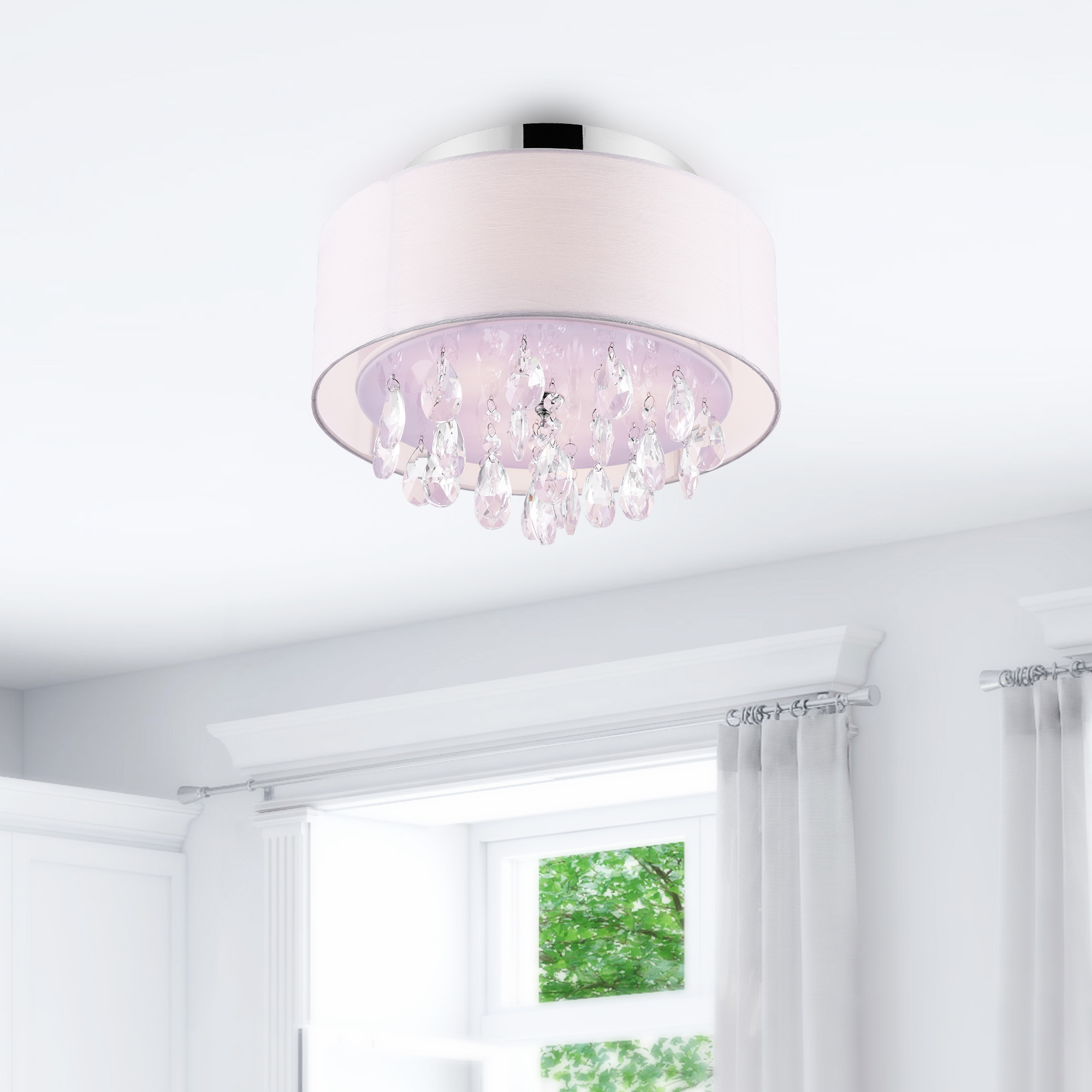 CWI Lighting 5443C14C (OFF WHITE) Dash 3 -Light 14.0-in Chrome Flush Mount Light
