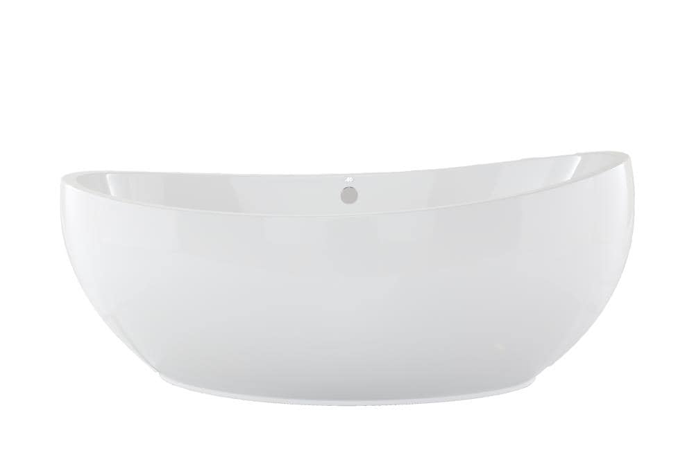 Hydro Systems MPI6636ATO-WHI 36-in x 66-in White Acrylic Oval Freestanding Soaking bathtub with Drain ( Center Drain )