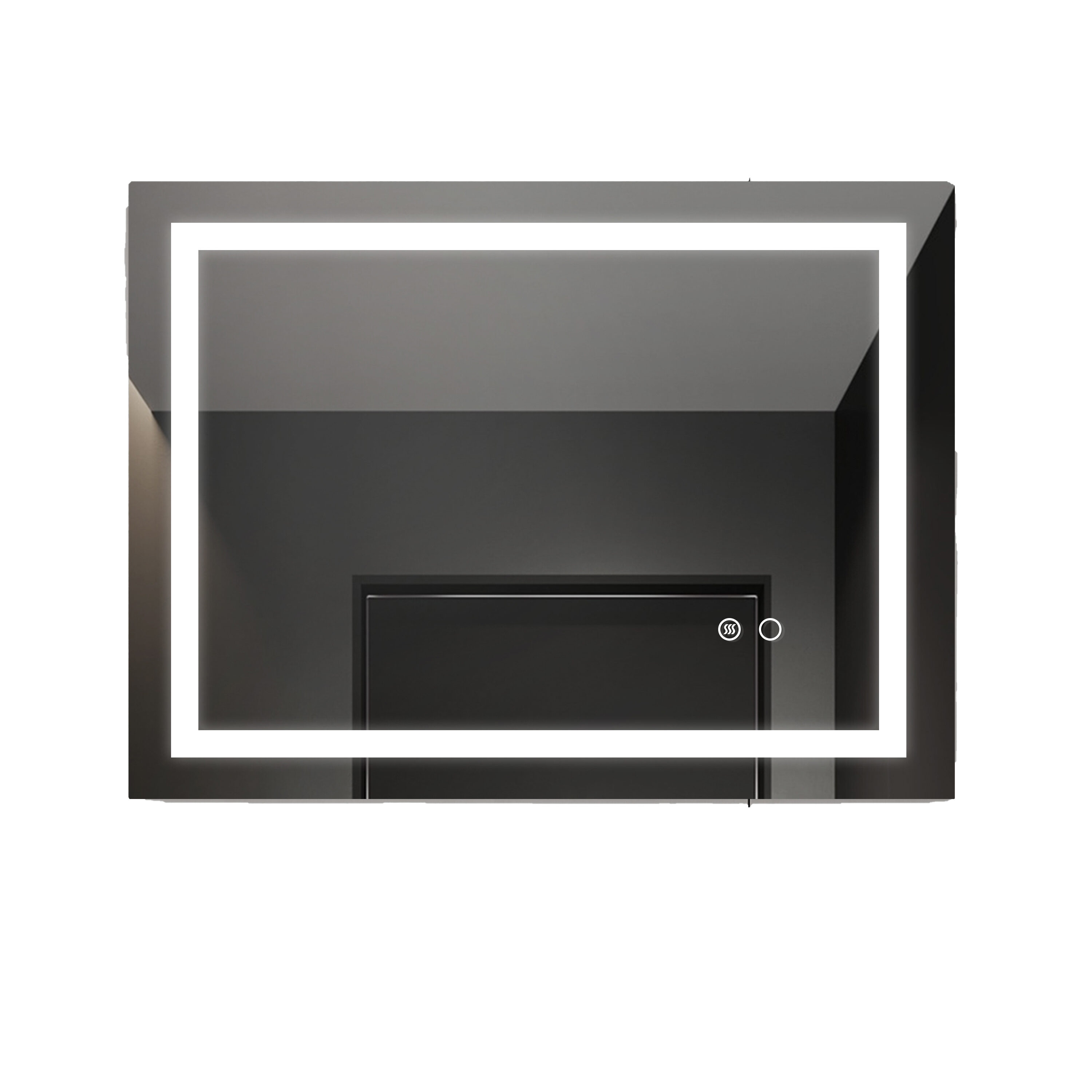 CASAINC CASA02GPTH01 24-Inches x 32-Inches Framed Rectangular Dimmable Lighted Fog Free Bathroom Vanity Mirror ( White )